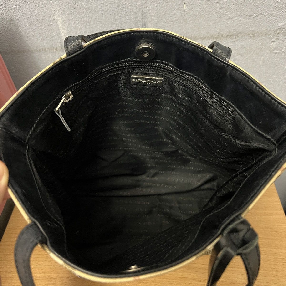 Burberry London Beige Nova Check Tote Double Handles Bag