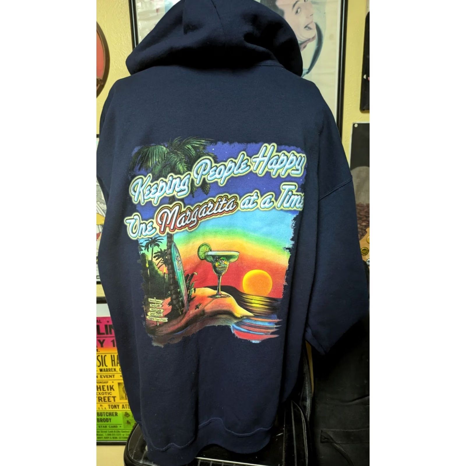 Jerzees Jerzees Captain Chucks Sandbar Grill Hoodie 2XL Blue Fleece Shirt Size US XXL / EU 58 / 5 - 3 Thumbnail