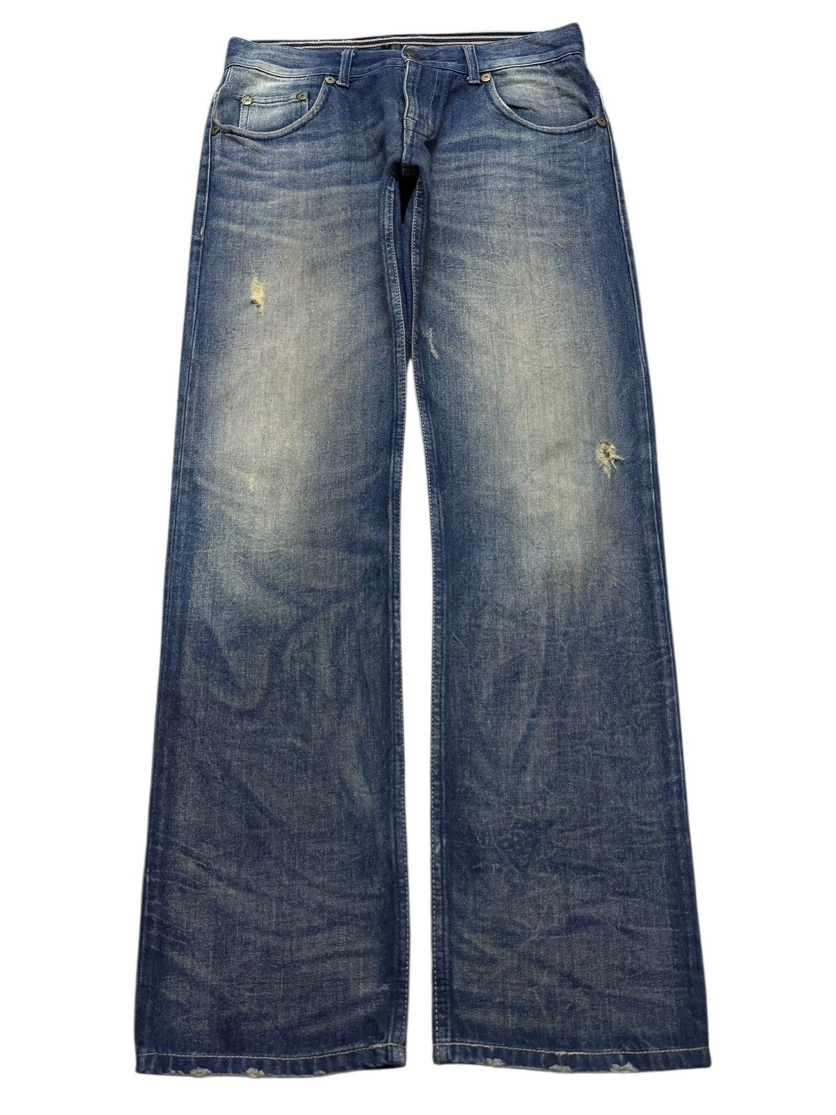 Tornado Mart Vintage Y2K Mud Wash Faded Whisker Distress Straight Leg Size US 31 - 1 Thumbnail