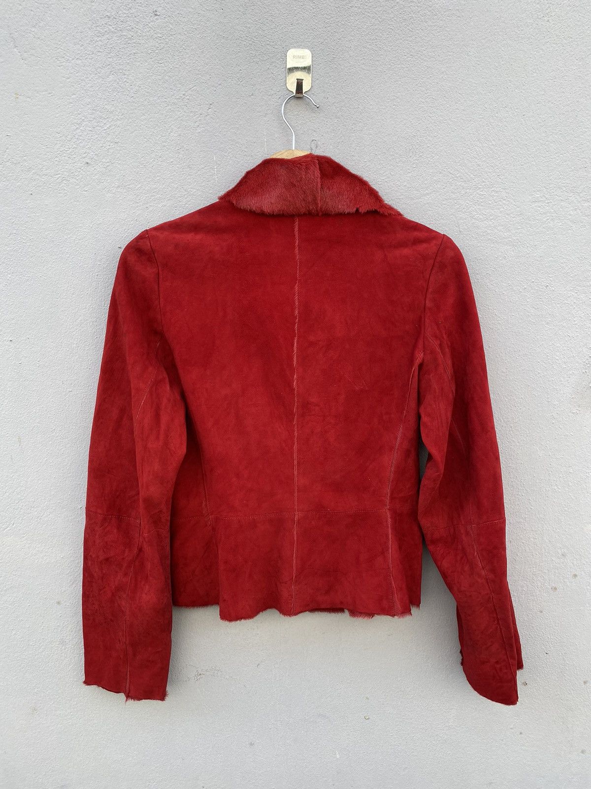 Versace Genny by Versace Red Velvet Cuir Leather Jacket Size M / US 6-8 / IT 42-44 - 11 Thumbnail