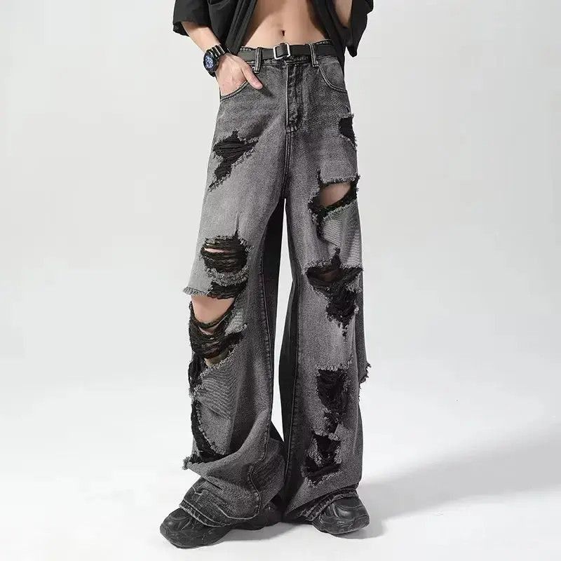 Japanese Brand Vintage high street wide leg ripped jeans Size US 32 / EU 48 - 4 Thumbnail