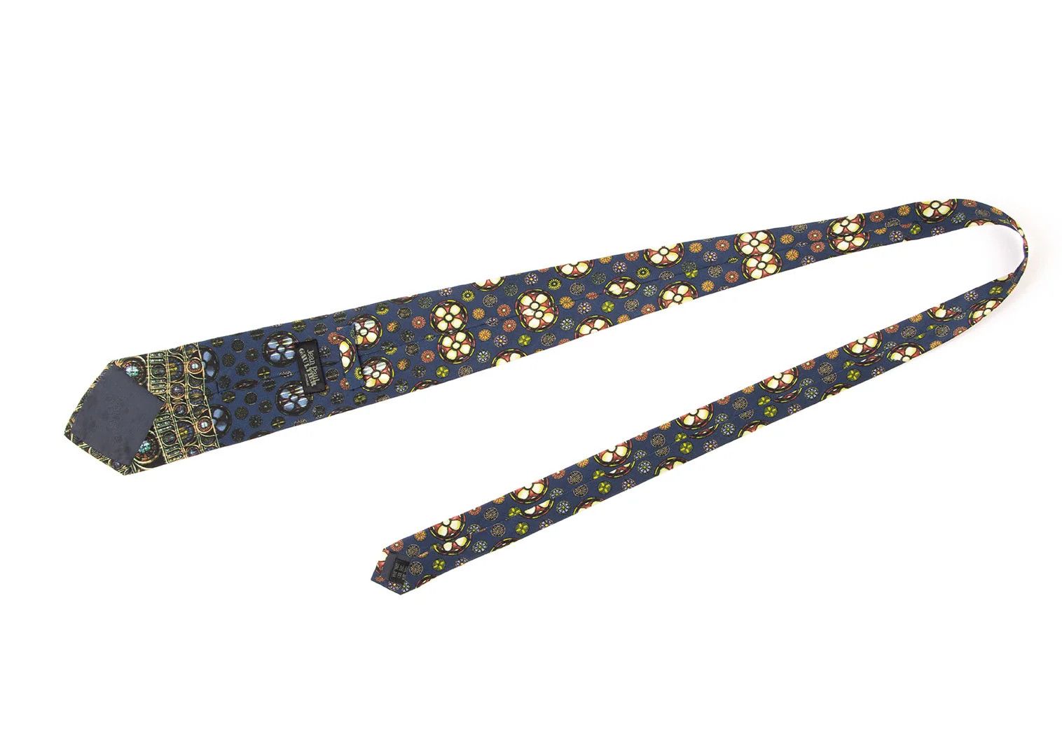 Jean Paul Gaultier Circle Print Silk Tie in Blue and Red Size ONE SIZE - 6 Thumbnail
