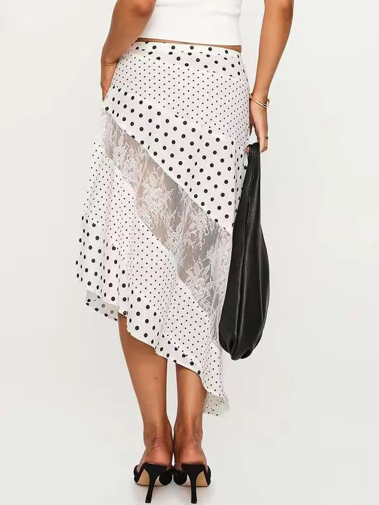 Other Vintage Patchwork Style Polka Dot Lace Skirt Size 28" / US 6 / IT 42 - 4 Thumbnail