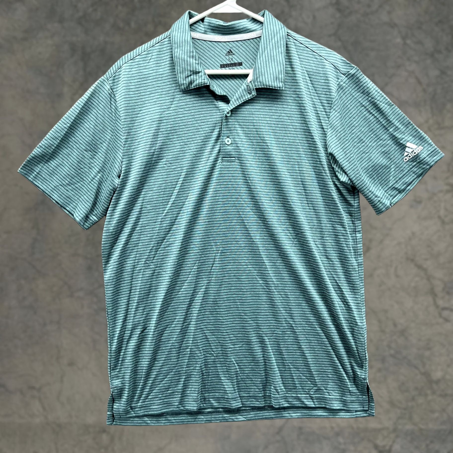 Adidas Adidas Golf Polo Shirt Mens Medium Green Stripe Performance Short Sleeve Polo Shirt Mens Golf Striped Green Size US M / EU 48-50 / 2 - 1 Thumbnail