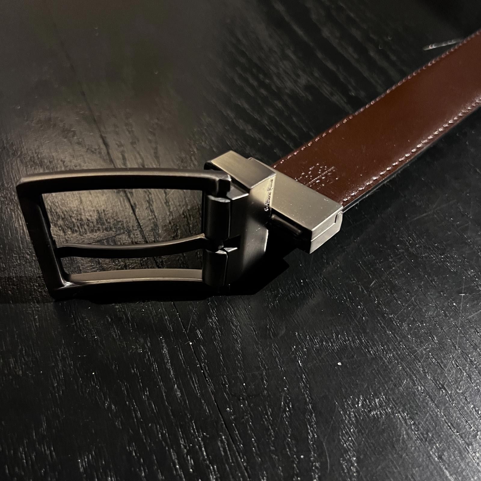 Vintage Reversible Brown Black Belt Silver Buckle Size ONE SIZE - 2 Thumbnail