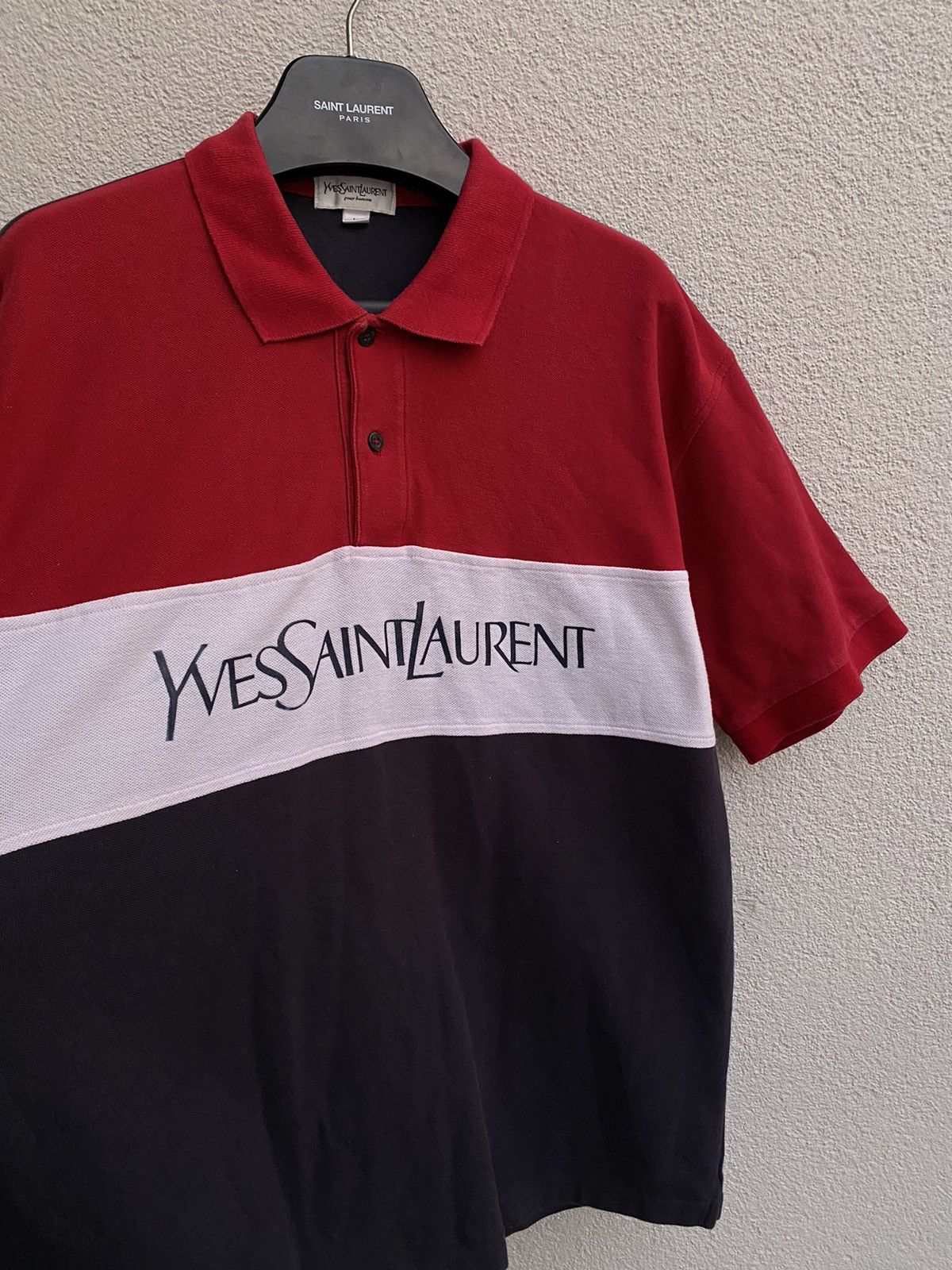 Yves Saint Laurent Big Logo YSL Polo Shirt Size US L / EU 52-54 / 3 - 2 Thumbnail
