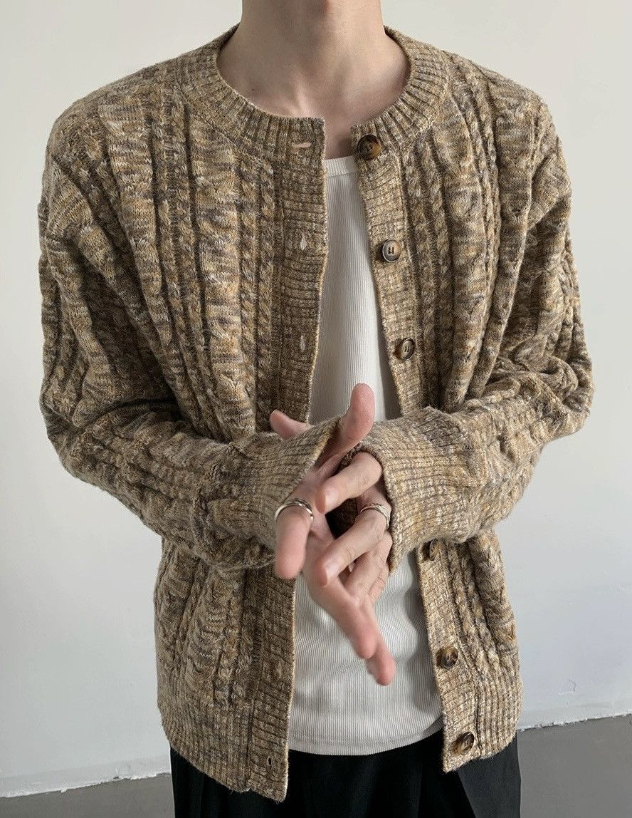 Retro vintage y2k cable-knit cardigan knitwear