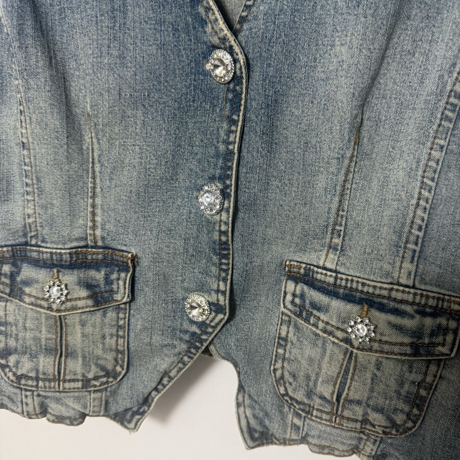 Other Y2K Younique Denim Vest Boho Hippie Grunge Western Biker Size L / US 10 / IT 46 - 4 Thumbnail