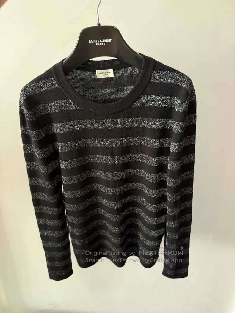 Saint Laurent Paris Saint Laurent Paris Silver Thread Heavy Knit Sweater Size US L / EU 52-54 / 3 - 1 Thumbnail