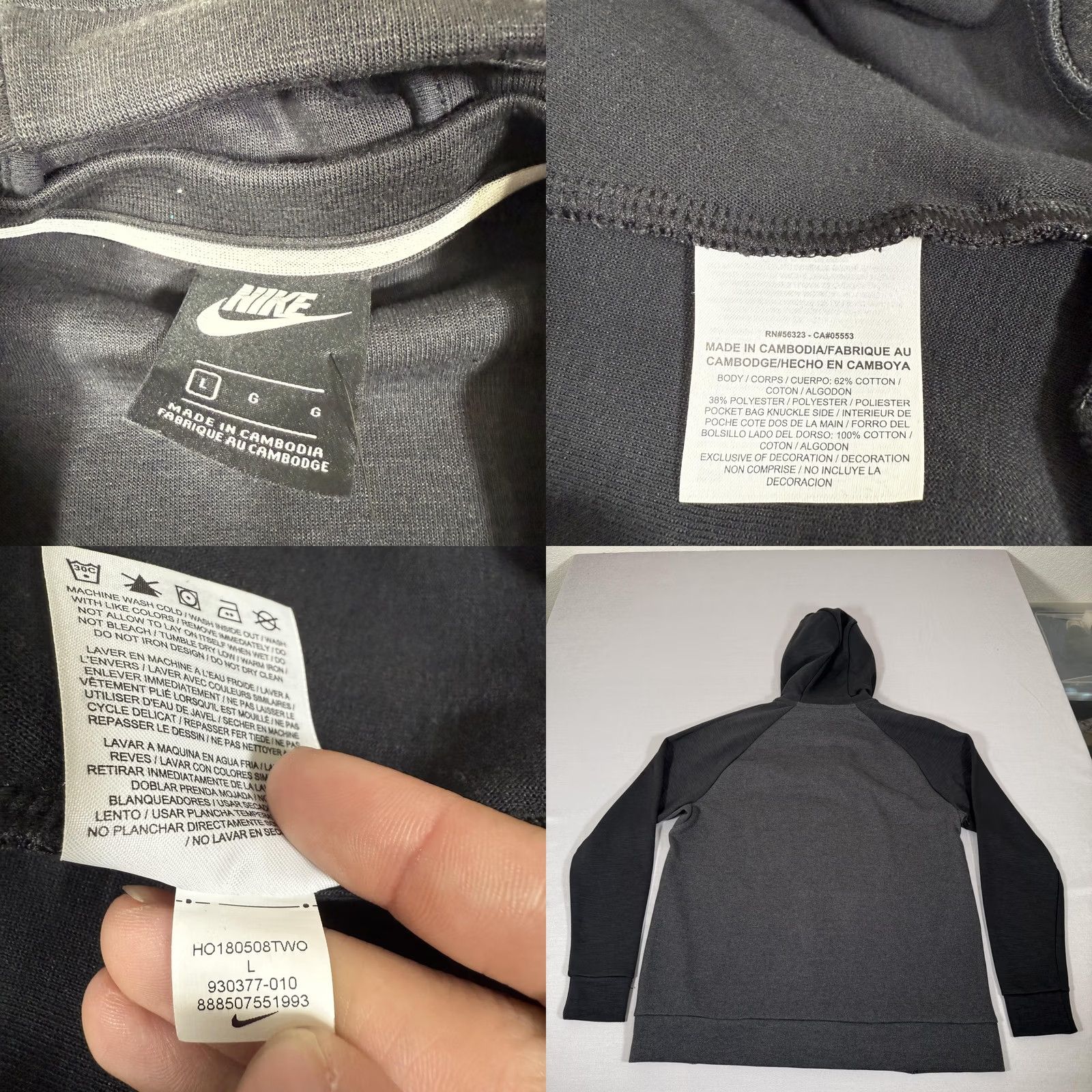 Nike Nike Hoodie Men L Gray Pullover Sweatshirt with Hooded Pockets Logo Fireheather Front Kangaroo Pocket Crew Neck All Seasons Sportswear Size US L / EU 52-54 / 3 - 9 Thumbnail