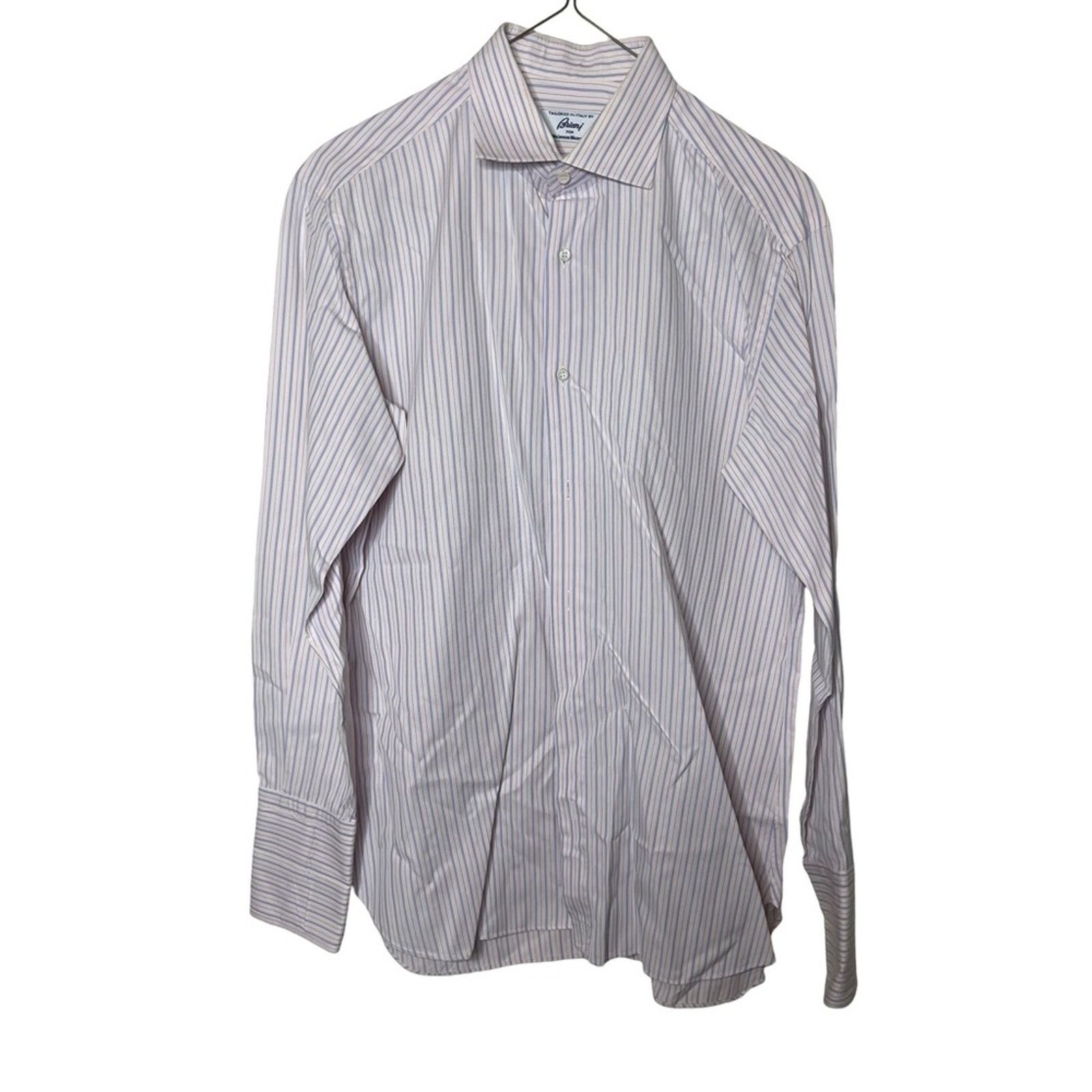 Brioni Brioni pink blue dress button down shirt sz 16 Size US L / EU 52-54 / 3 - 1 Thumbnail