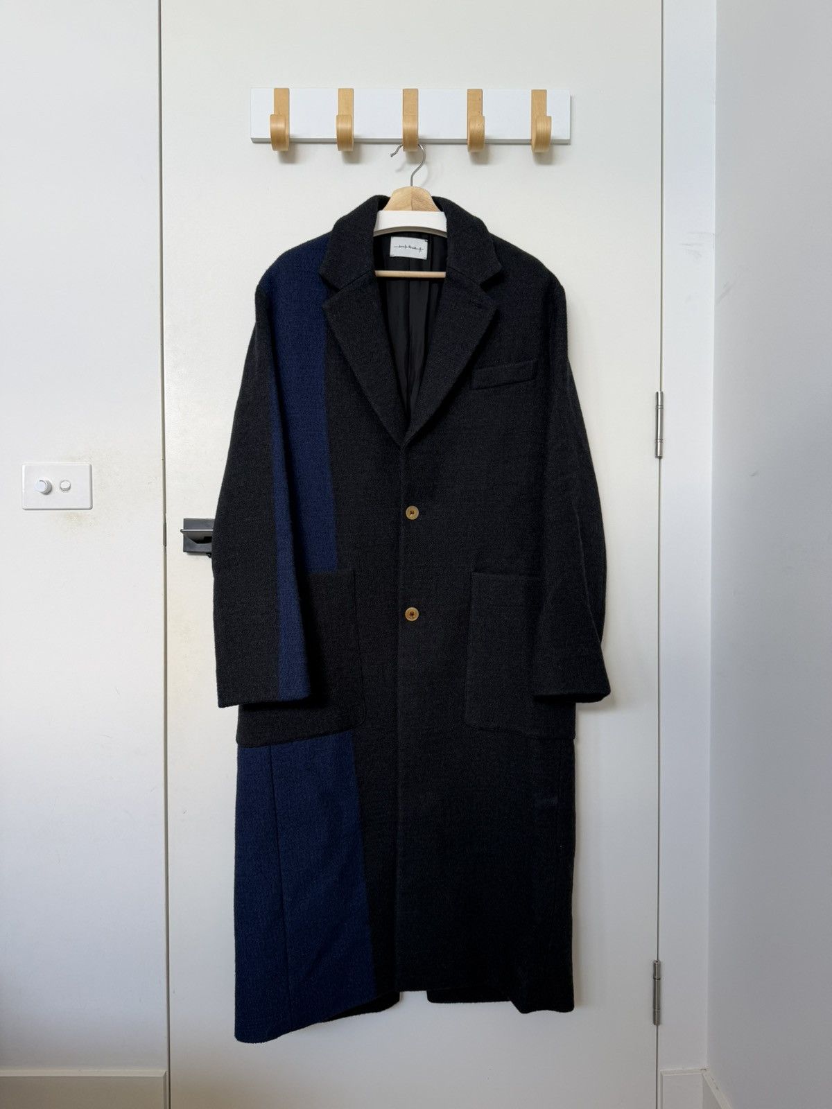Song For The Mute Needle Punch Colour Blocked Wool Coat Size US M / EU 48-50 / 2 - 1 Thumbnail