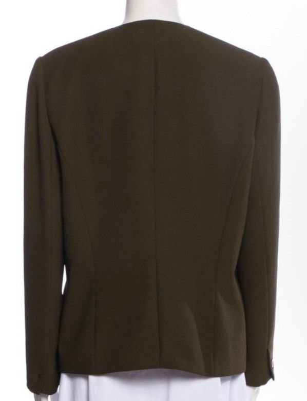 Halston Halston Green Open Front Collarless Jacket – Size XL (US 12) Size XL / US 12-14 / IT 48-50 - 3 Thumbnail