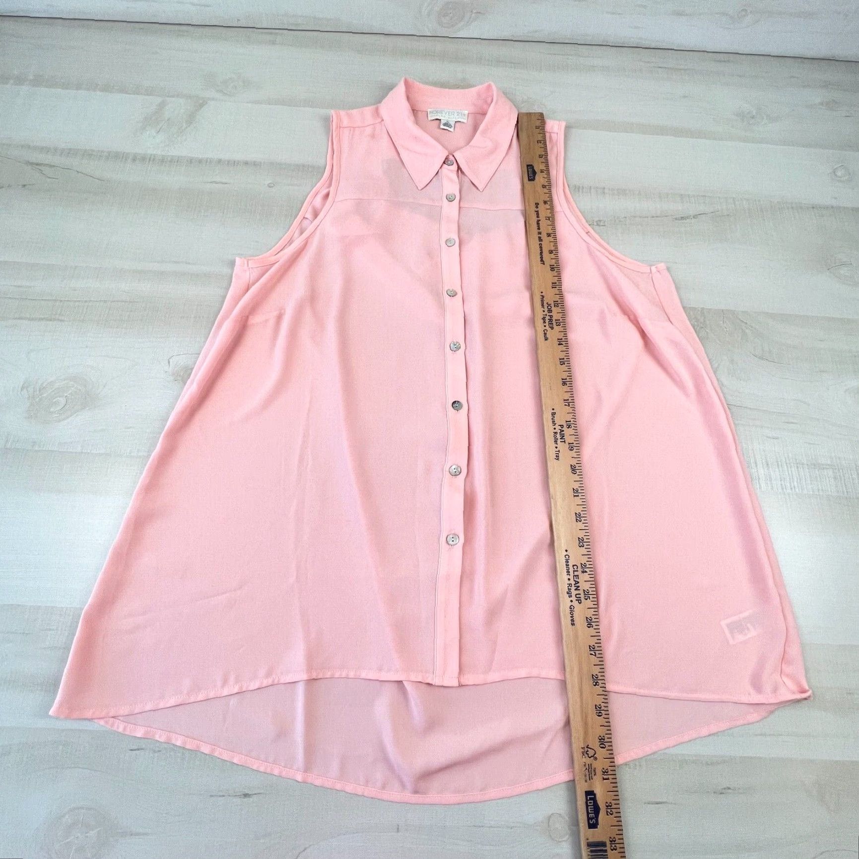 Forever 21 Forever 21 Women's Pink Sleeveless Blouse Top XL Plus Size Open Back Shirt Button Up Size XL / US 12-14 / IT 48-50 - 5 Thumbnail