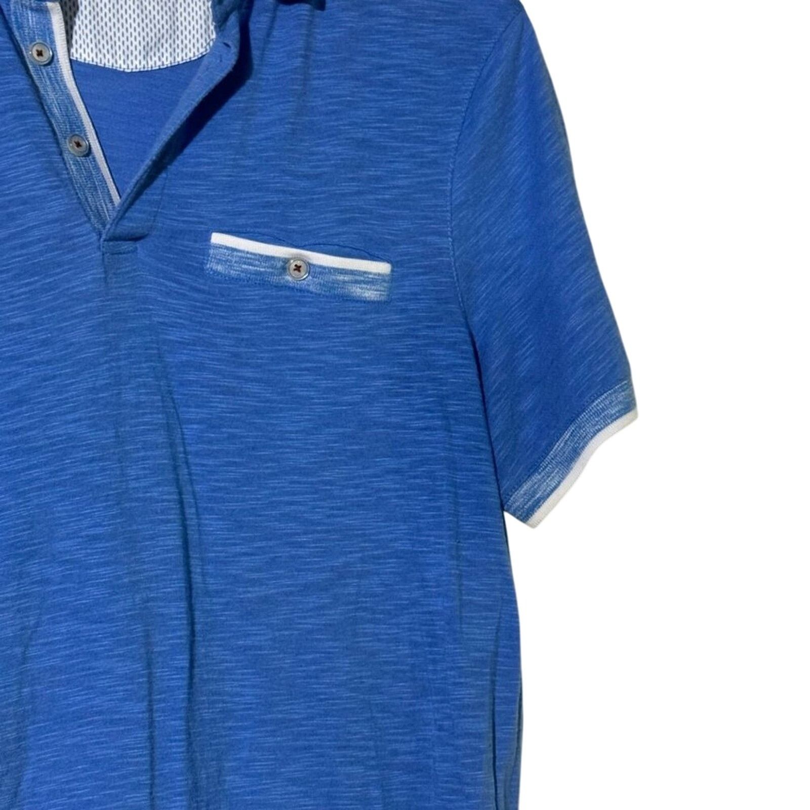 Ted Baker Ted Baker Men's Blue Cotton Modal Blend Polo Medium Size US M / EU 48-50 / 2 - 4 Thumbnail