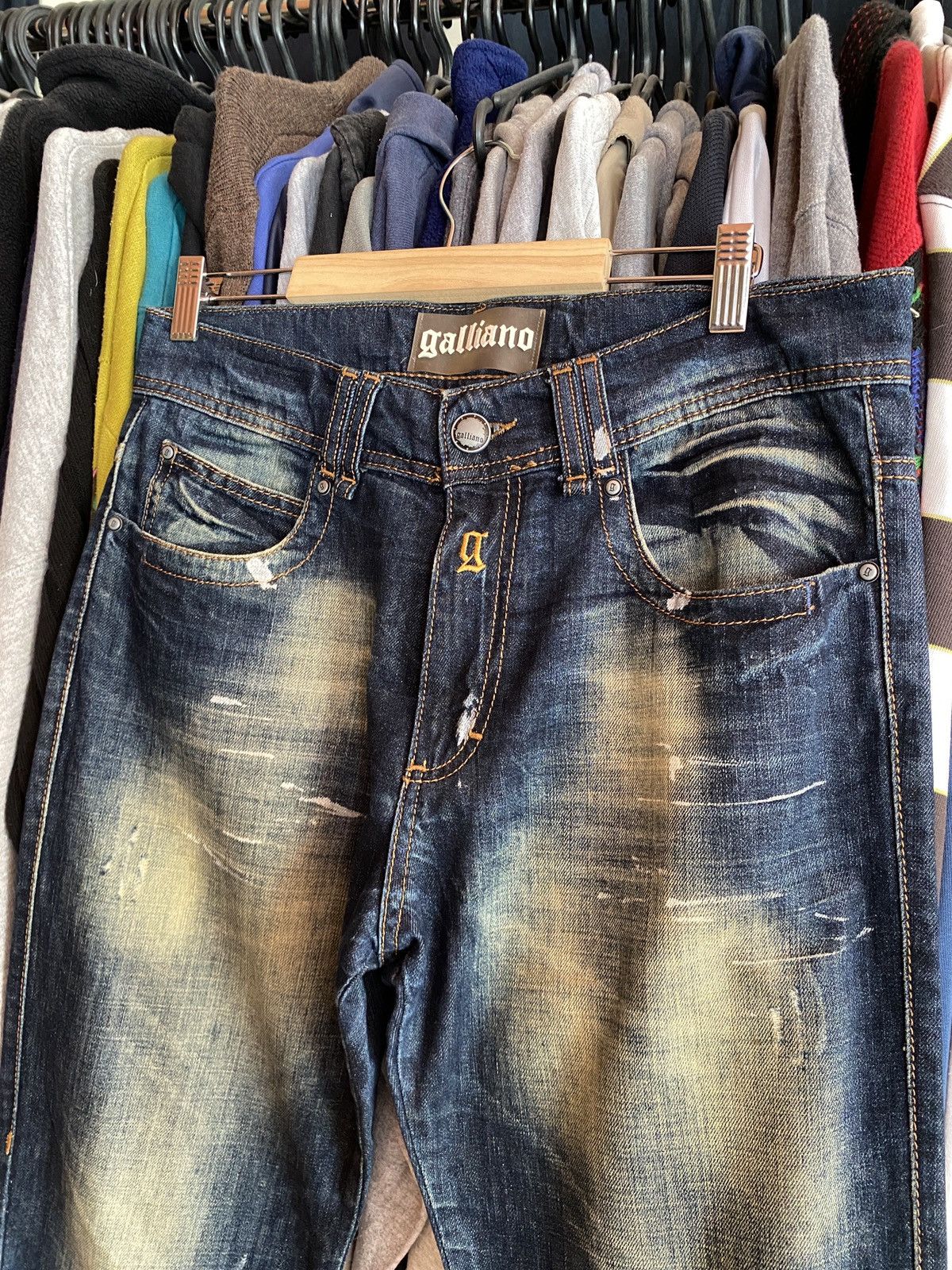 John Galliano VINTAGE GALLIANO AVANT GARDE DENIM JEANS Size US 29 - 2 Thumbnail
