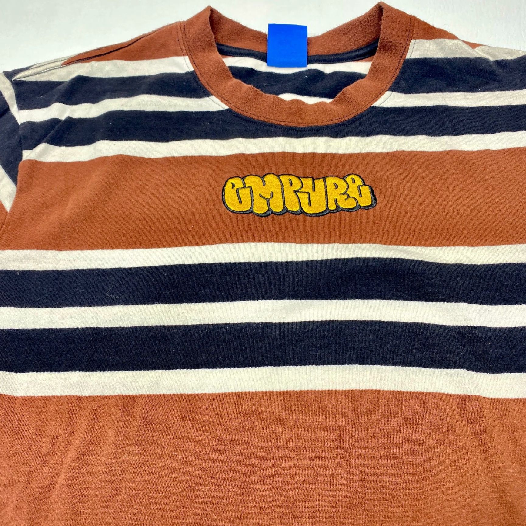 Empyre Empyre Shirt Mens Large Striped Long Sleeve Pullover Brown White Blue 7899 Size US L / EU 52-54 / 3 - 5 Thumbnail