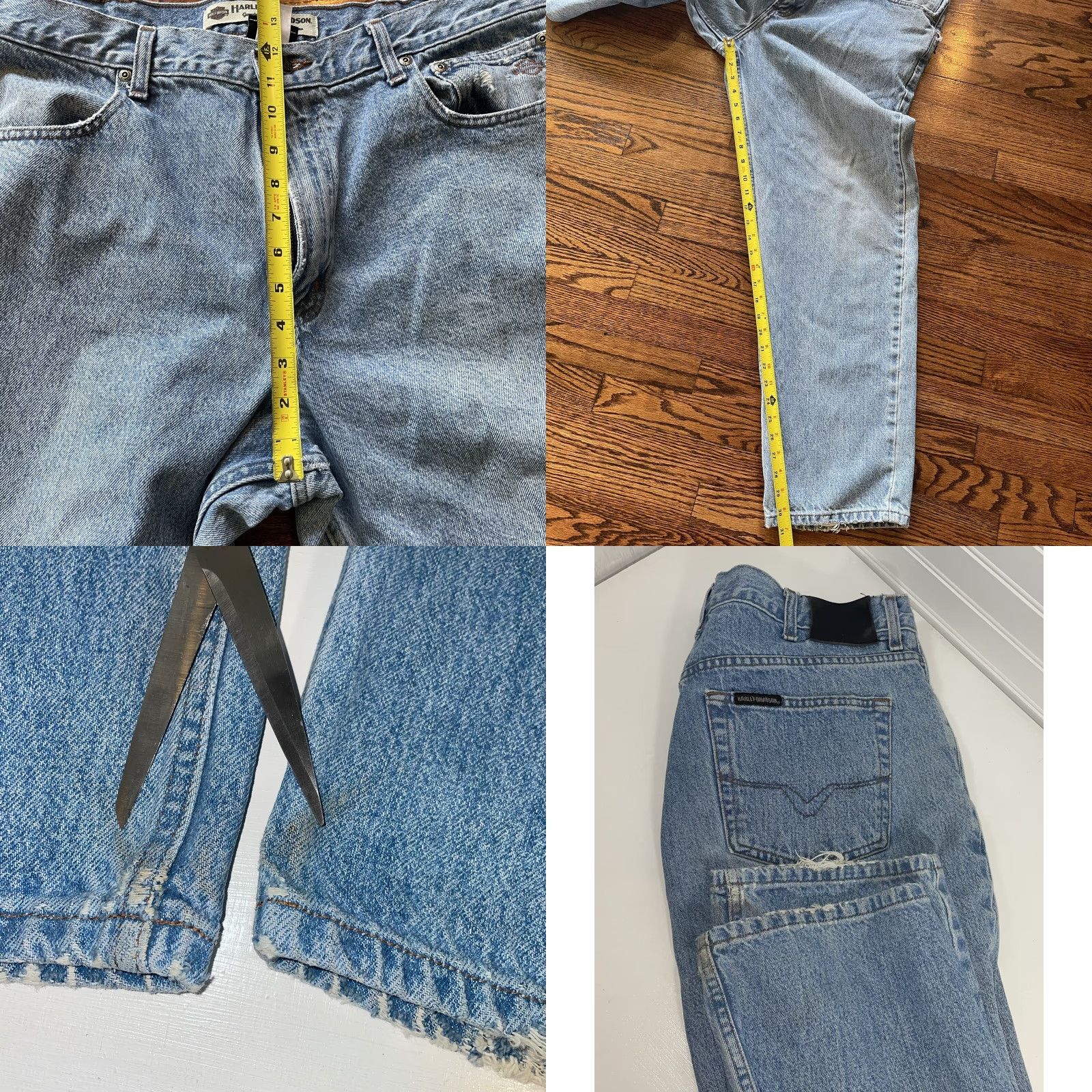 Harley Davidson Harley-Davidson Jeans Men 36x31 Blue Denim Straight Leg 5-Pocket Bootcut Distressed Logo Belt Loops Leather/Metal Accents Motorcycle Biker Size US 36 / EU 52 - 8 Thumbnail