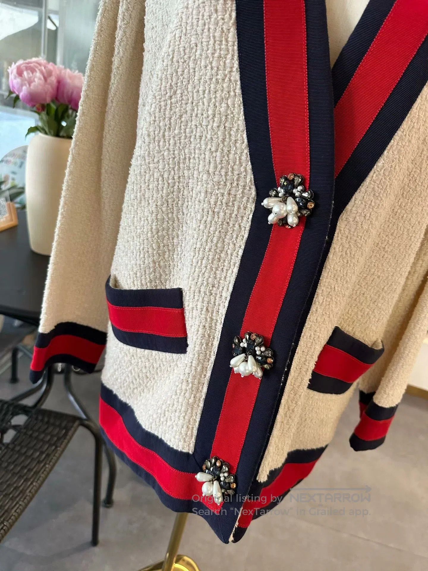 Gucci Gucci White Tweed Jacket w/ Red Blue Trim. Size XS / US 0-2 / IT 36-38 - 3 Thumbnail