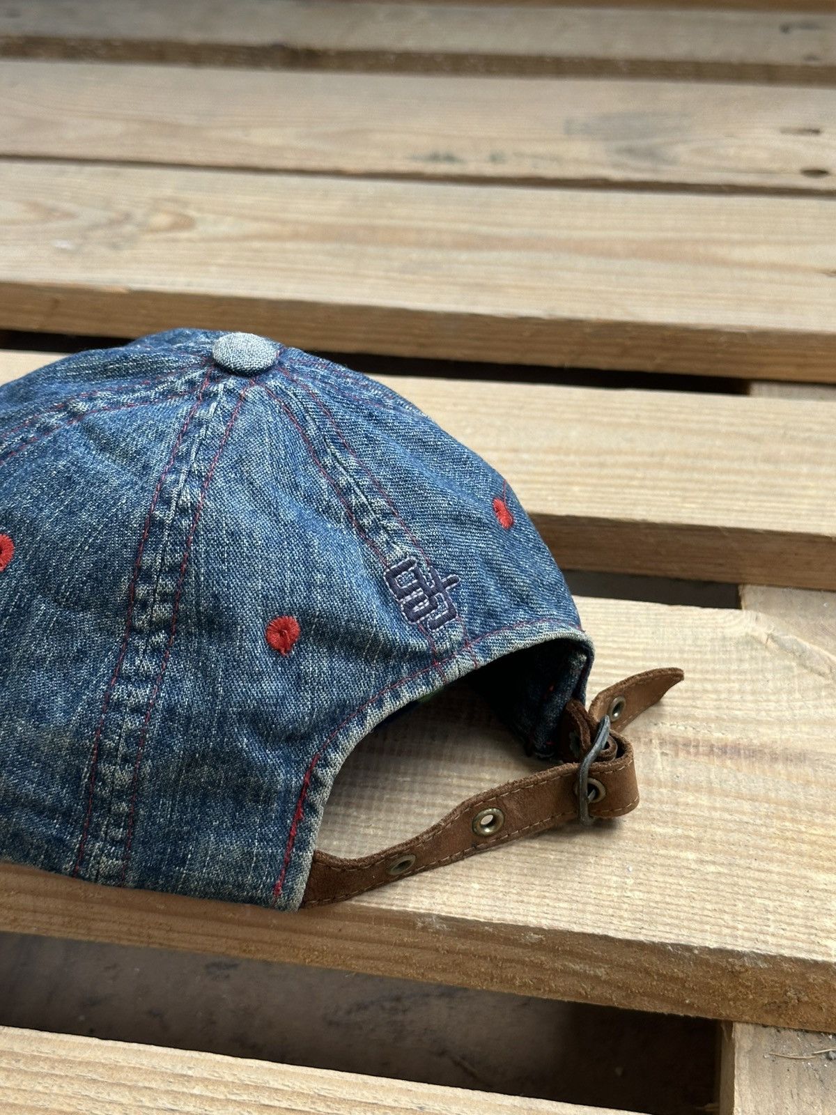 Guess Vintage Guess Blue Denim Leather Strap Cap Size ONE SIZE - 6 Thumbnail