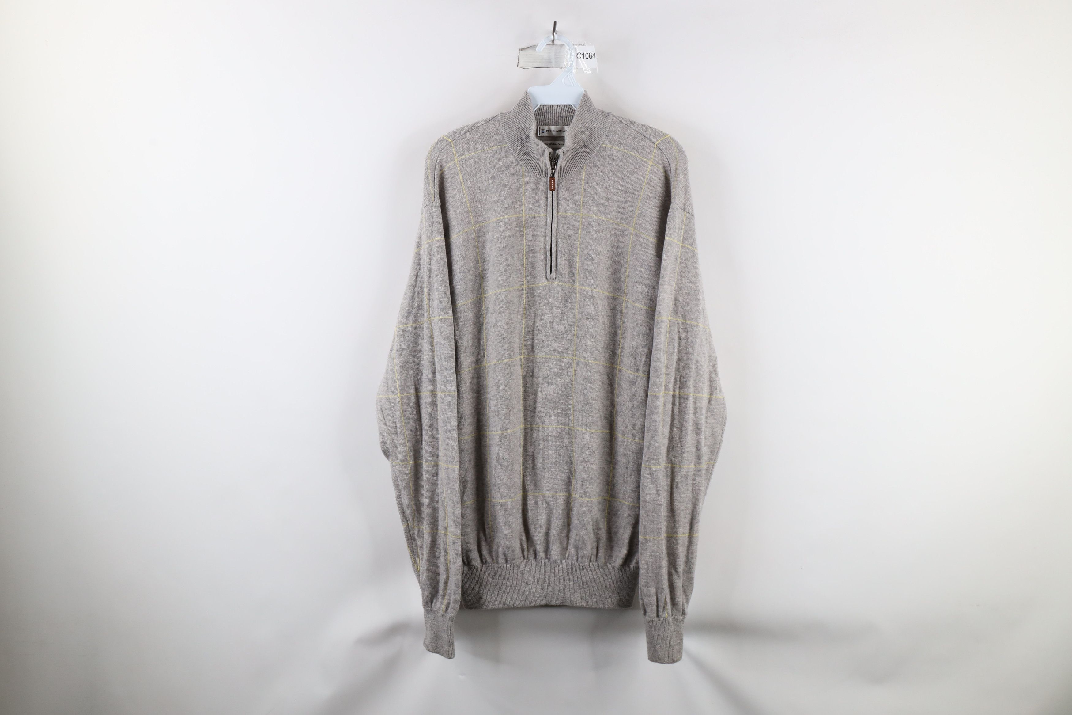 Peter Millar × Vintage Peter Millar Cashmere Knit Half Zip Pullover Sweater Plaid Size US L / EU 52-54 / 3 - 1 Thumbnail