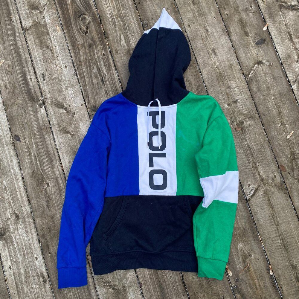 Polo Ralph Lauren Polo Ralph Lauren Blue Multi Colour Block Hoodie Sweater Sm Size US S / EU 44-46 / 1 - 1 Thumbnail