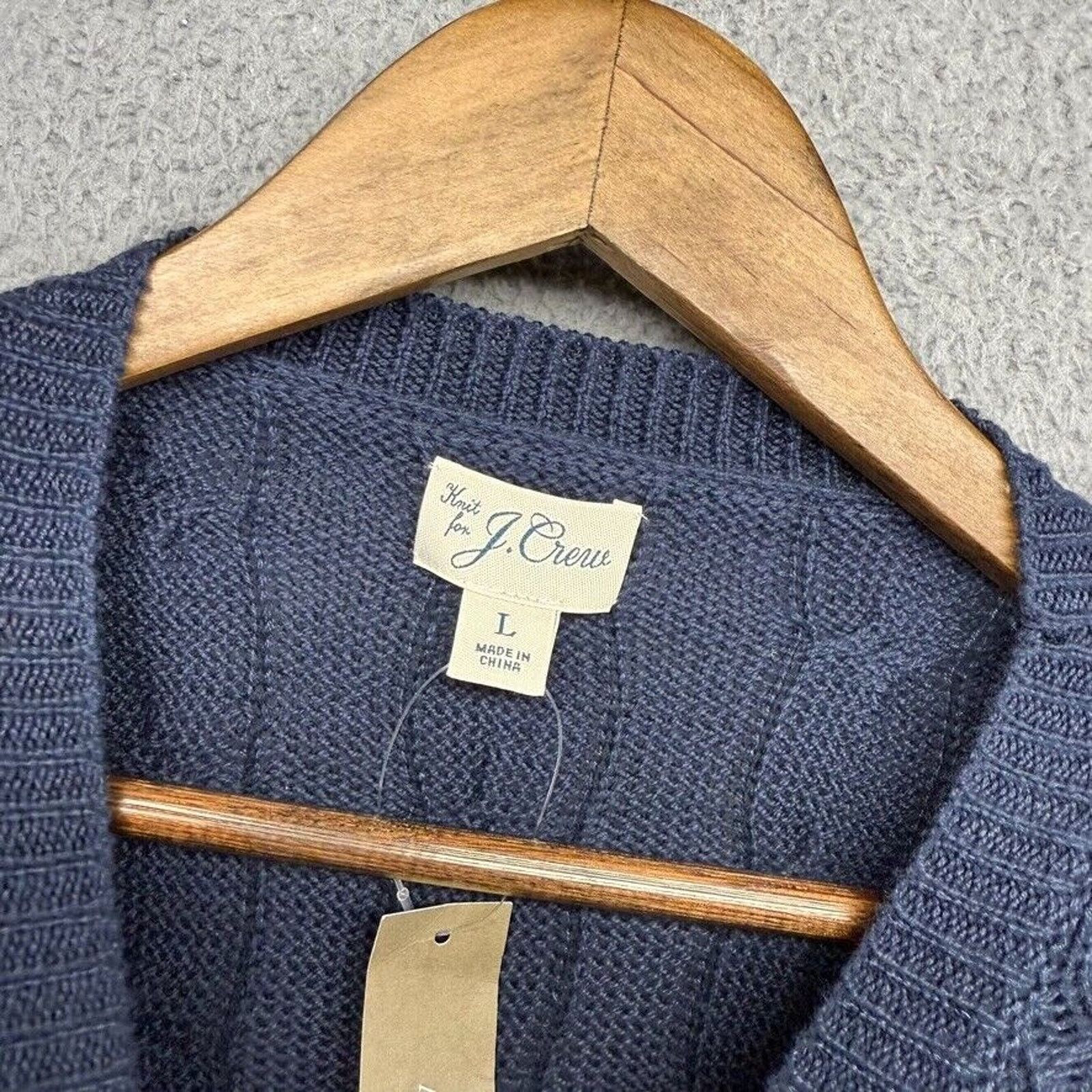 J.Crew J Crew Sweater Mens Large Blue Chunky Cable Knit Linen NEW Size US L / EU 52-54 / 3 - 8 Thumbnail