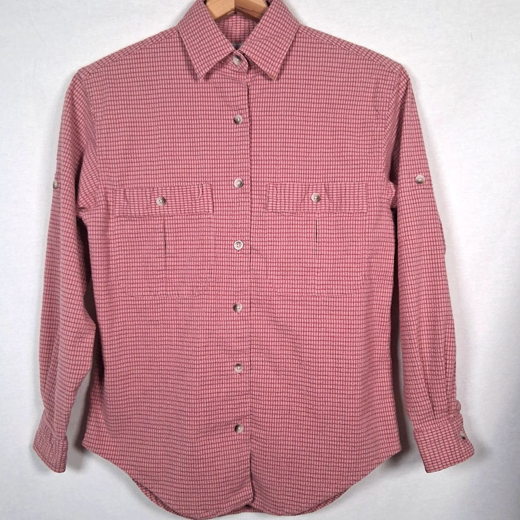 Vintage VINTAGE LL BEAN Traveler Shirt Women XS Pink Plaid Button Collared Long Sleeve Stretch Shirts Regular Womens XS Pink Plaid Shirt Travel Comfort Size XS / US 0-2 / IT 36-38 - 2 Thumbnail