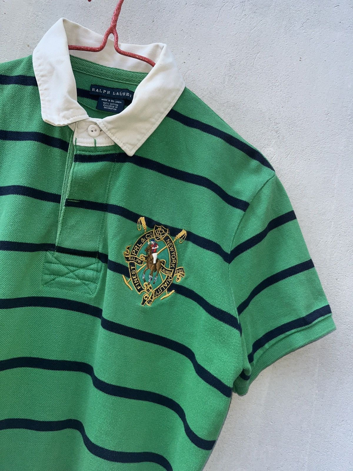 Ralph Lauren Vintage Polo Ralph Lauren Green Rugby Striped Polo T-Shirt Size XL / US 12-14 / IT 48-50 - 1 Thumbnail
