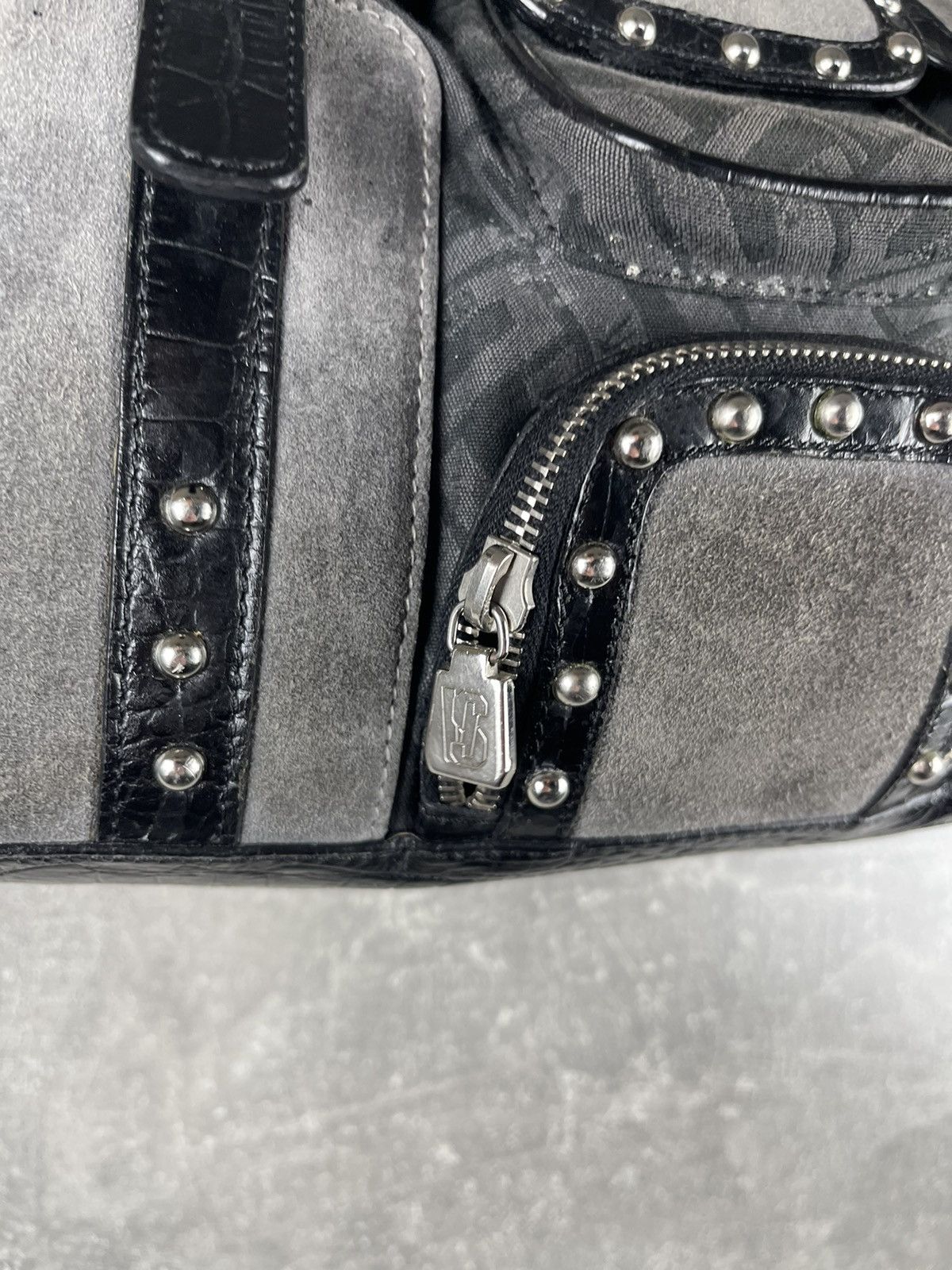 Versus Versace Versus Versace Studded Logo Jacquard Leather Trim Handbag Size ONE SIZE - 4 Thumbnail