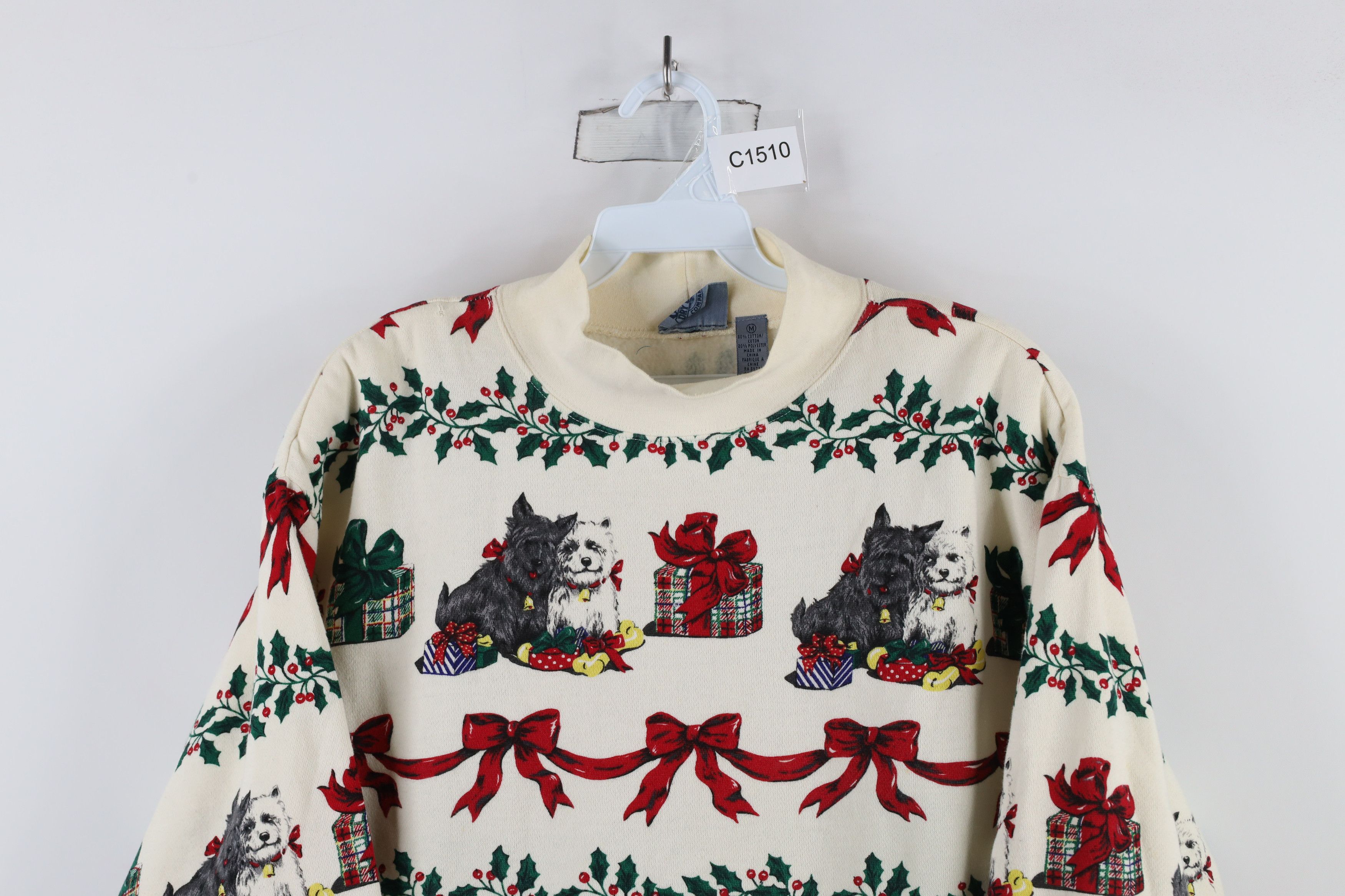 Vintage Vintage 90s Streetwear All Over Print Mock Neck Sweatshirt Size M / US 6-8 / IT 42-44 - 2 Thumbnail