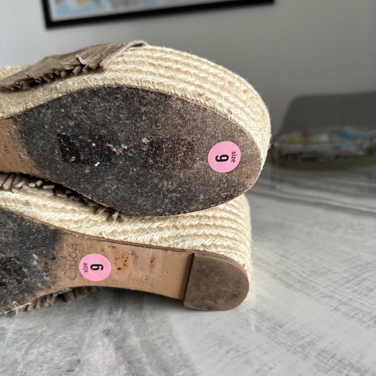 Chloe Chloe Estel Fringe-Trimmed Wedge Espadrille in Brown Suede Size US 9.5 / IT 39.5 - 11 Thumbnail