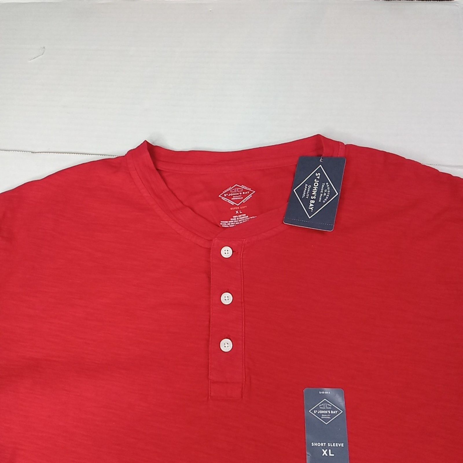 St. Johns Bay St. John’s Bay Henley Shirt Men's Size XL Red Super Soft NWT Size US XL / EU 56 / 4 - 2 Thumbnail