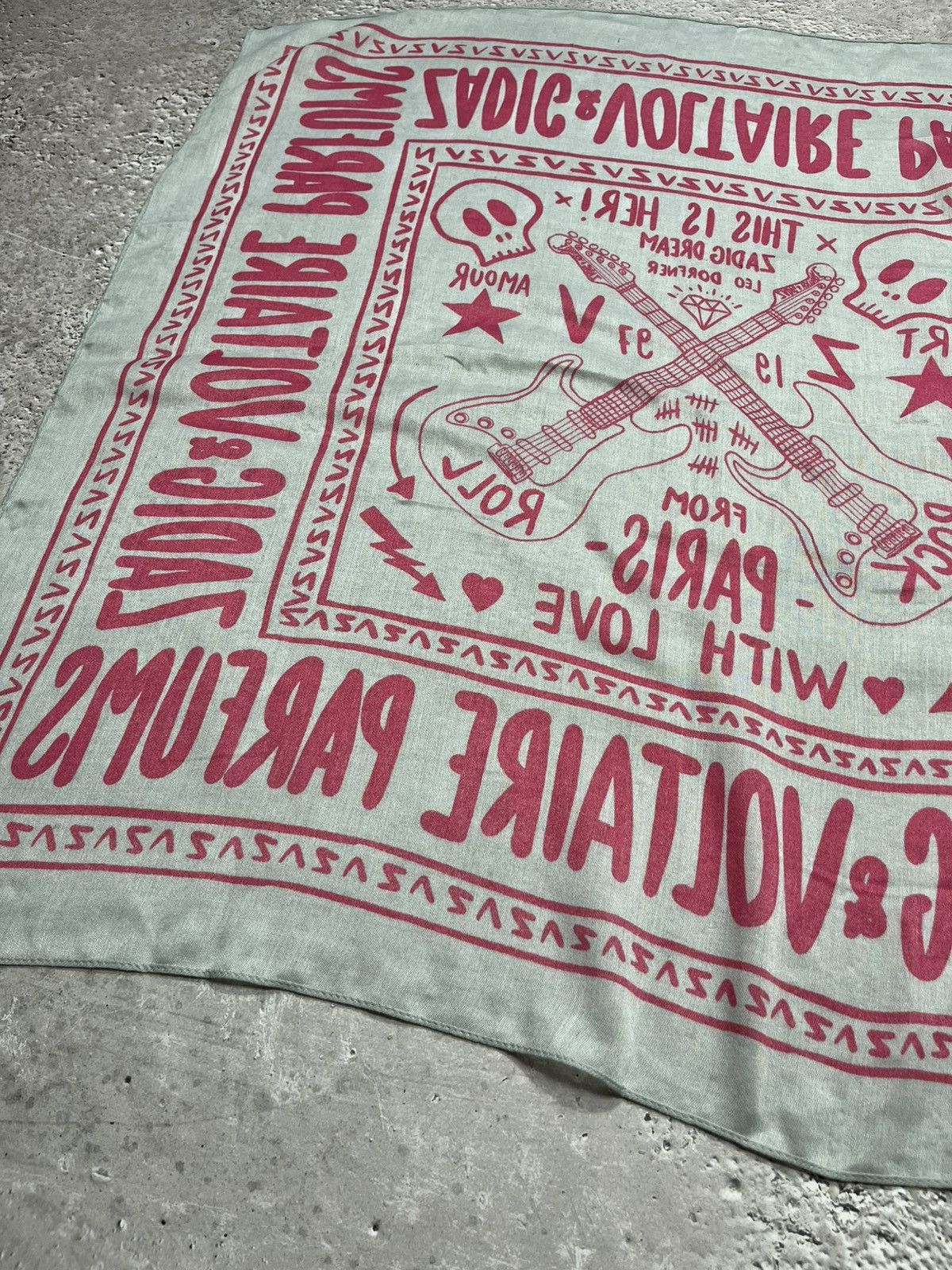 Zadig & Voltaire Zadig & Voltaire 90x90cm Bandana Scarf Pink Rock Graphic Size ONE SIZE - 12 Thumbnail