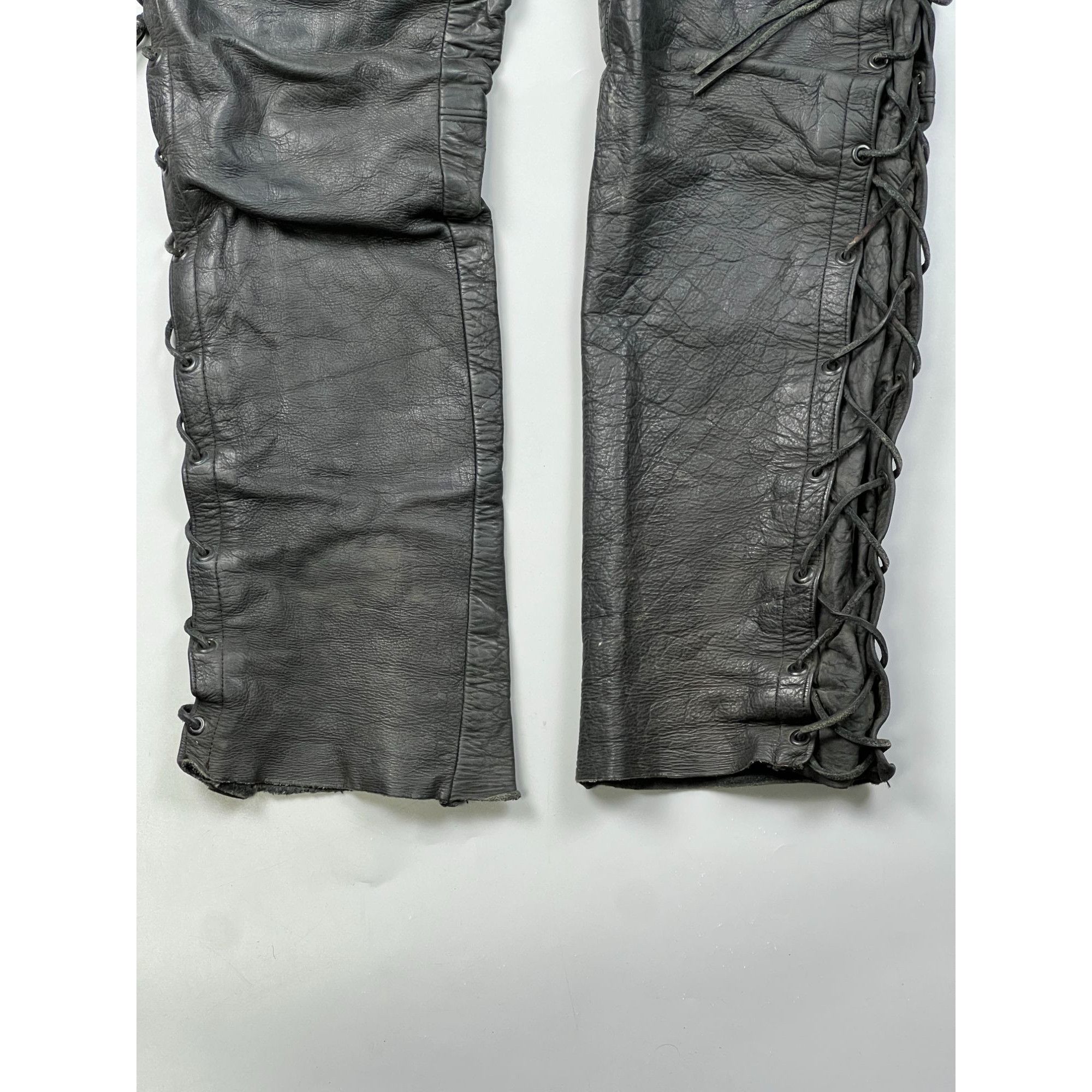 Vintage Vintage Leather Biker Pants (Y0747) Size US 32 / EU 48 - 2 Thumbnail