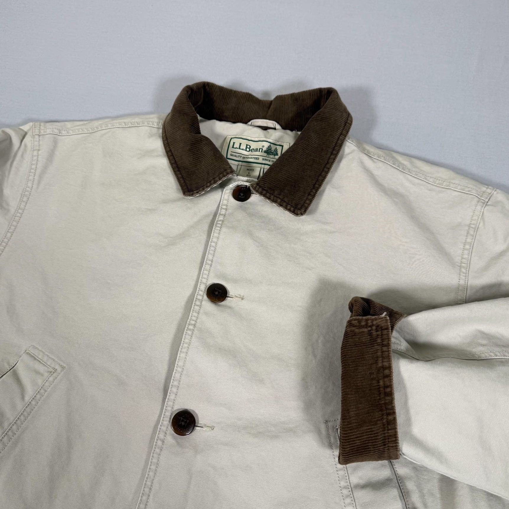 Vintage L.L. Bean Jacket Mens Large Tan Barn Coat Canvas Corduroy Collar Lined Field Size US L / EU 52-54 / 3 - 5 Thumbnail