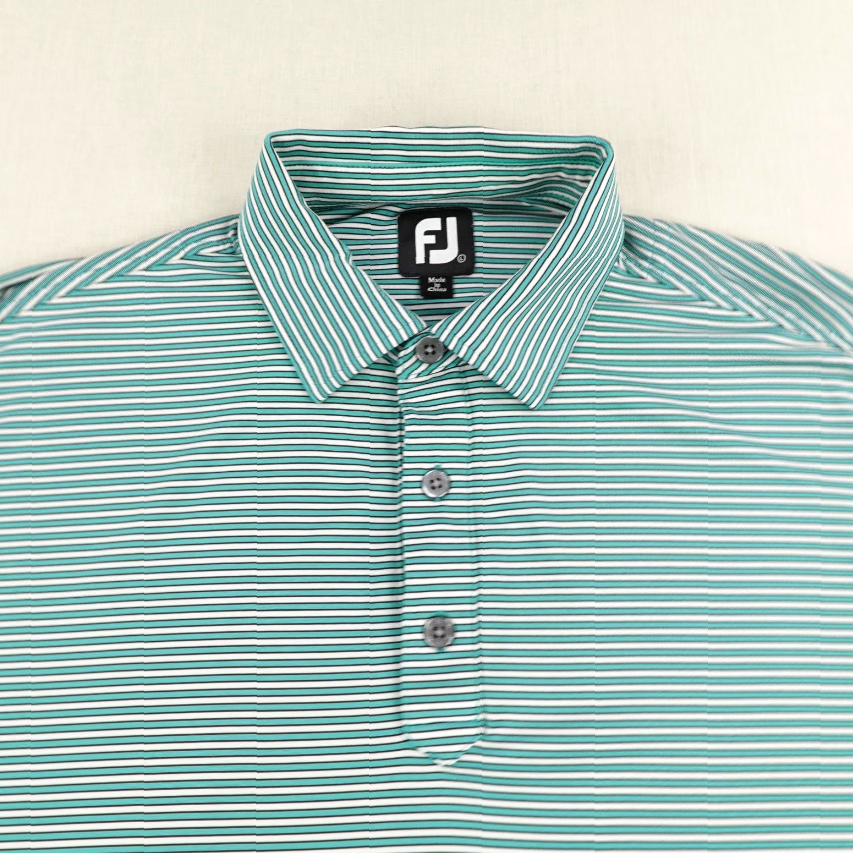 Footjoy FootJoy Polo Shirt Mens Large Green White Stripes Performance Golf Terra Lago Polo Shirt Size US L / EU 52-54 / 3 - 2 Thumbnail