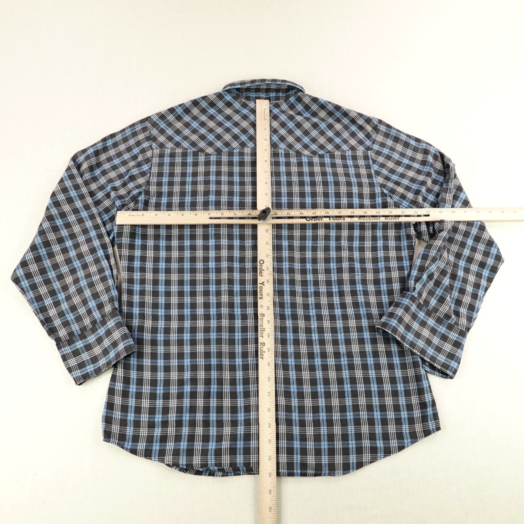 Wrangler VINTAGE Wrangler Shirt Mens XL Blue Plaid Western Pearl Snap Wrancher Slanted Pocket Size US XL / EU 56 / 4 - 6 Thumbnail