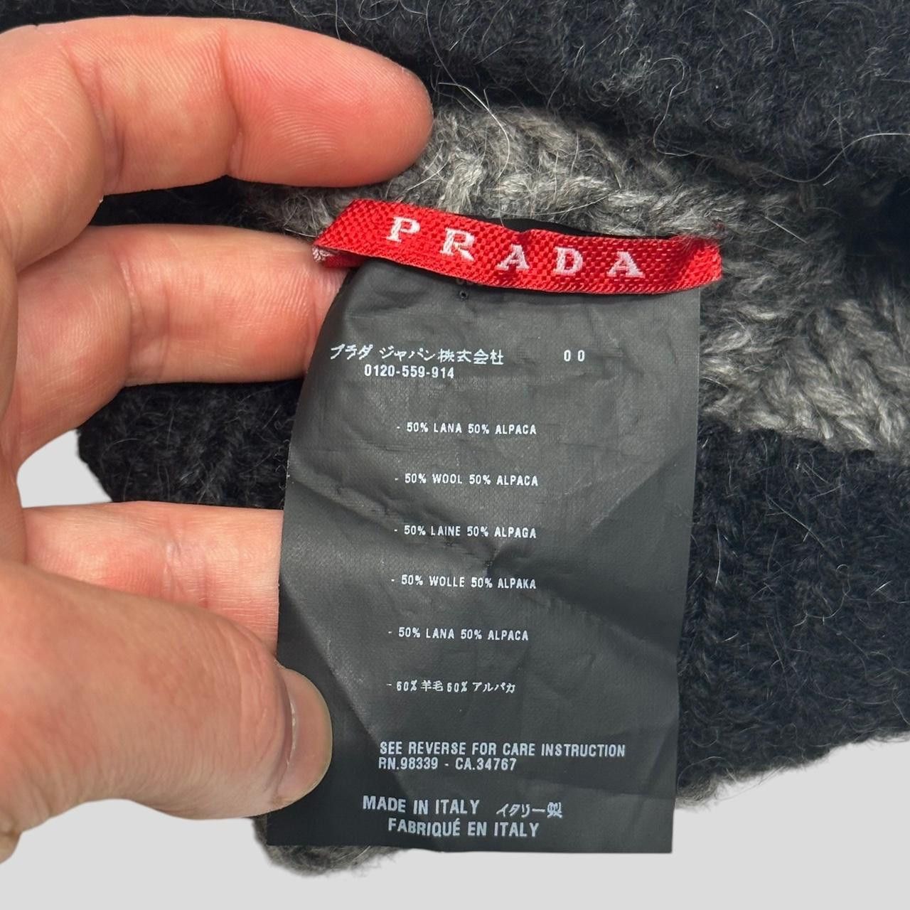 Prada Prada Sport 2007 Alpaca Wool Carbon Logo Beanie - OS Size ONE SIZE - 6 Thumbnail