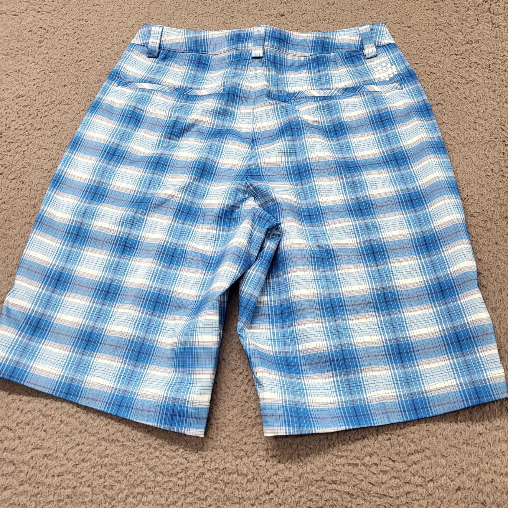 Puma Puma Shorts Mens 30 Blue Plaid Active Golf Chino Performance Flat Front Wicking Size US 30 / EU 46 - 3 Thumbnail