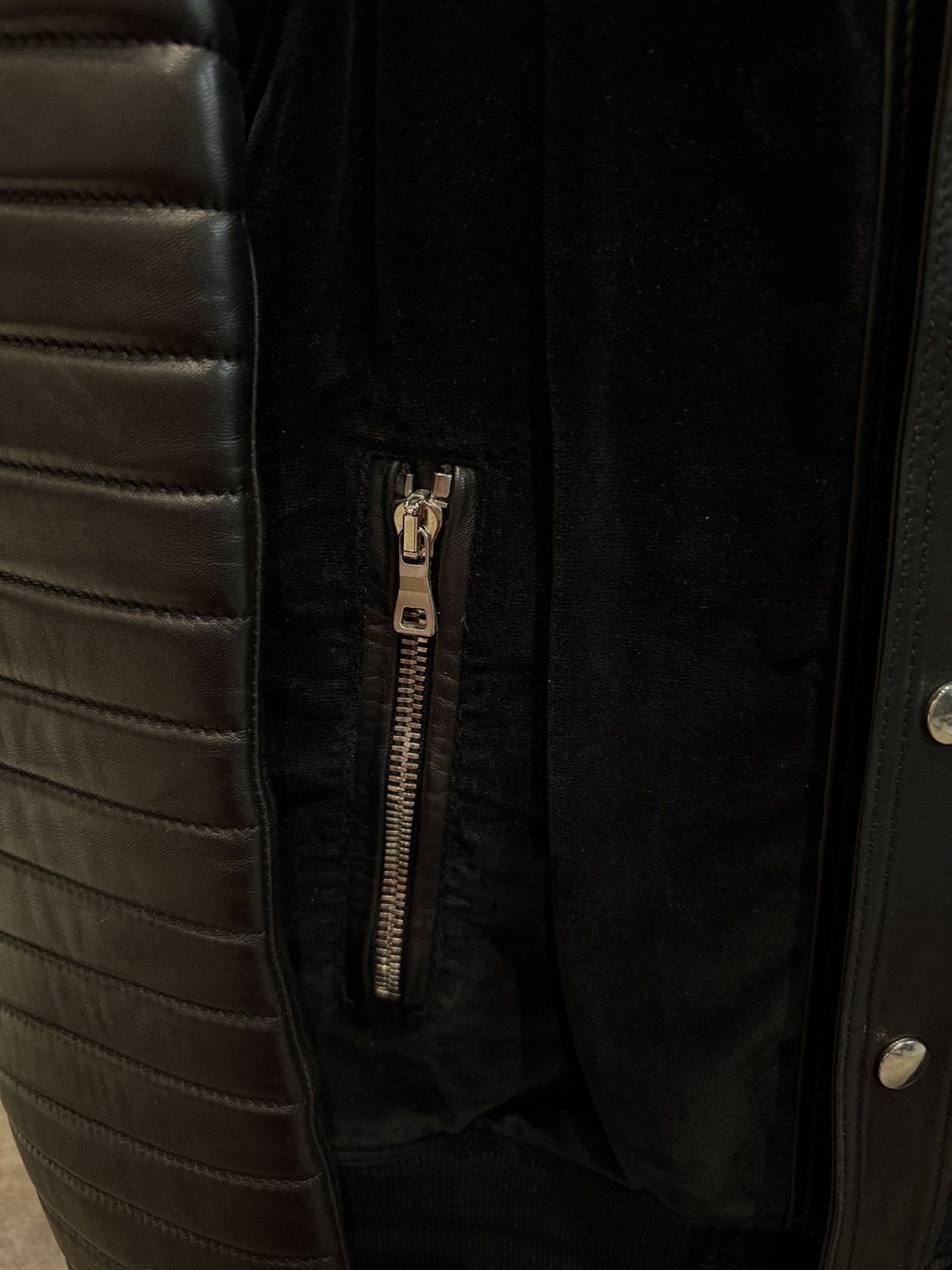 Balmain Balmain quilted leather velour varsity jacket Size US L / EU 52-54 / 3 - 5 Thumbnail