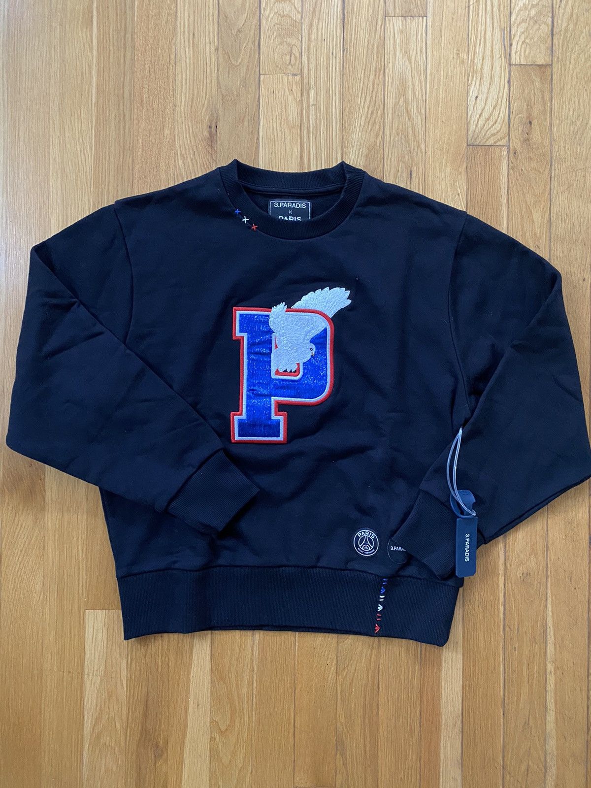 image of 3. Paradis X Psg Letterman Crewneck in Black, Men's (Size Small)