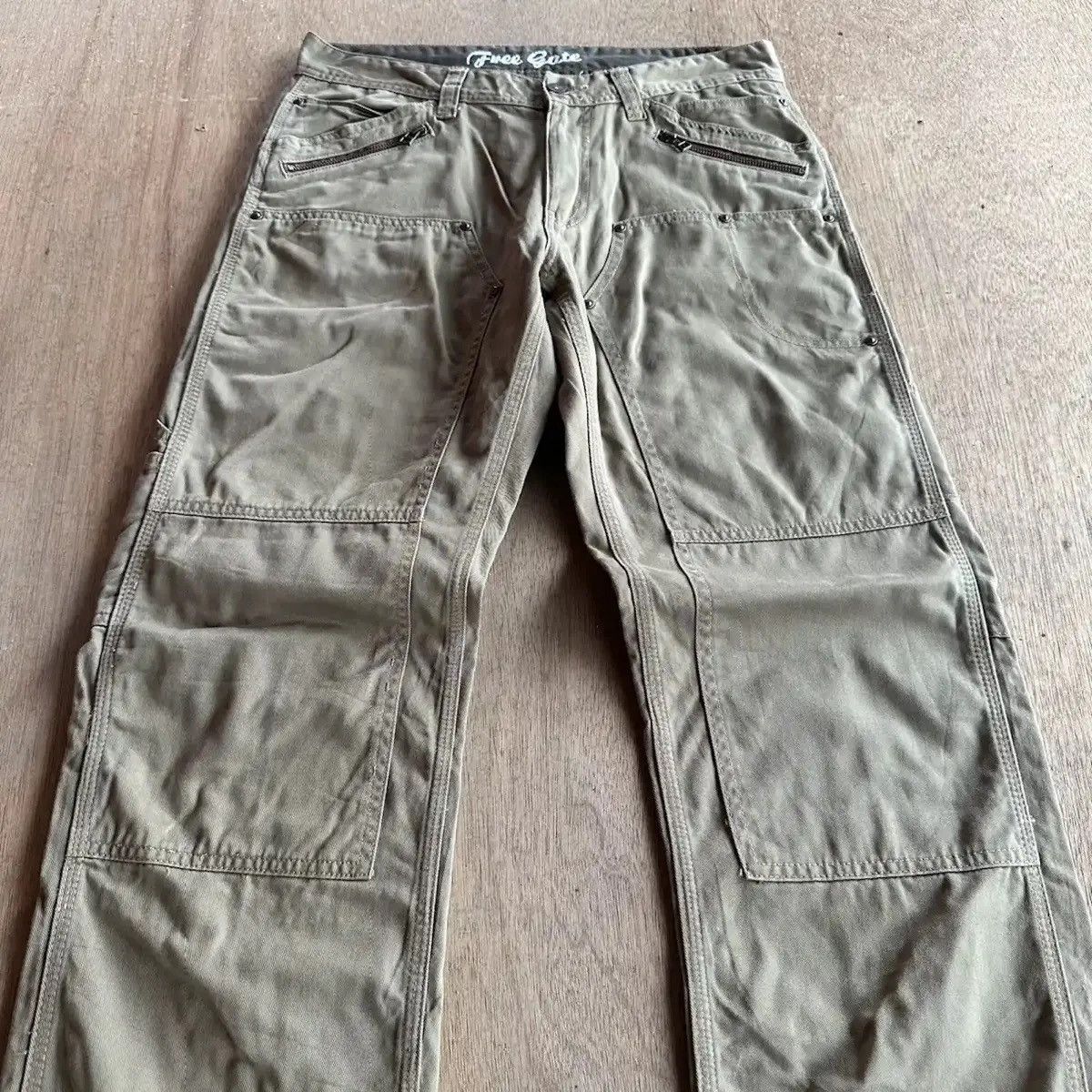 Tornado Mart VINTAGE FREEGATE WORK WEAR DOUBLE KNEE CINCH BACK TROUSERS Size US 32 / EU 48 - 3 Thumbnail