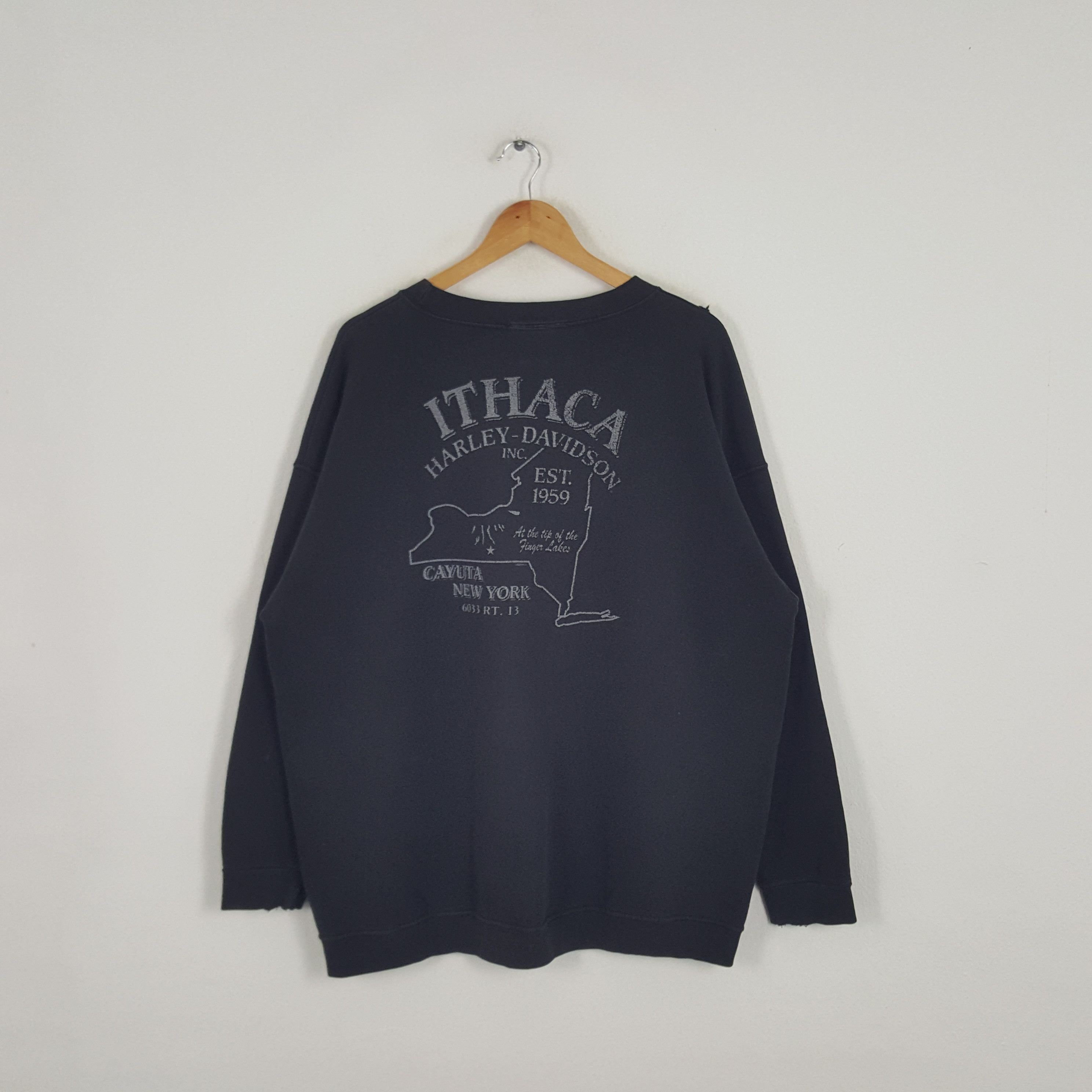 Harley Davidson × Vintage Vintage Ithaca Harley Davidson American Racing Sweatshirt Size US XL / EU 56 / 4 - 1 Thumbnail