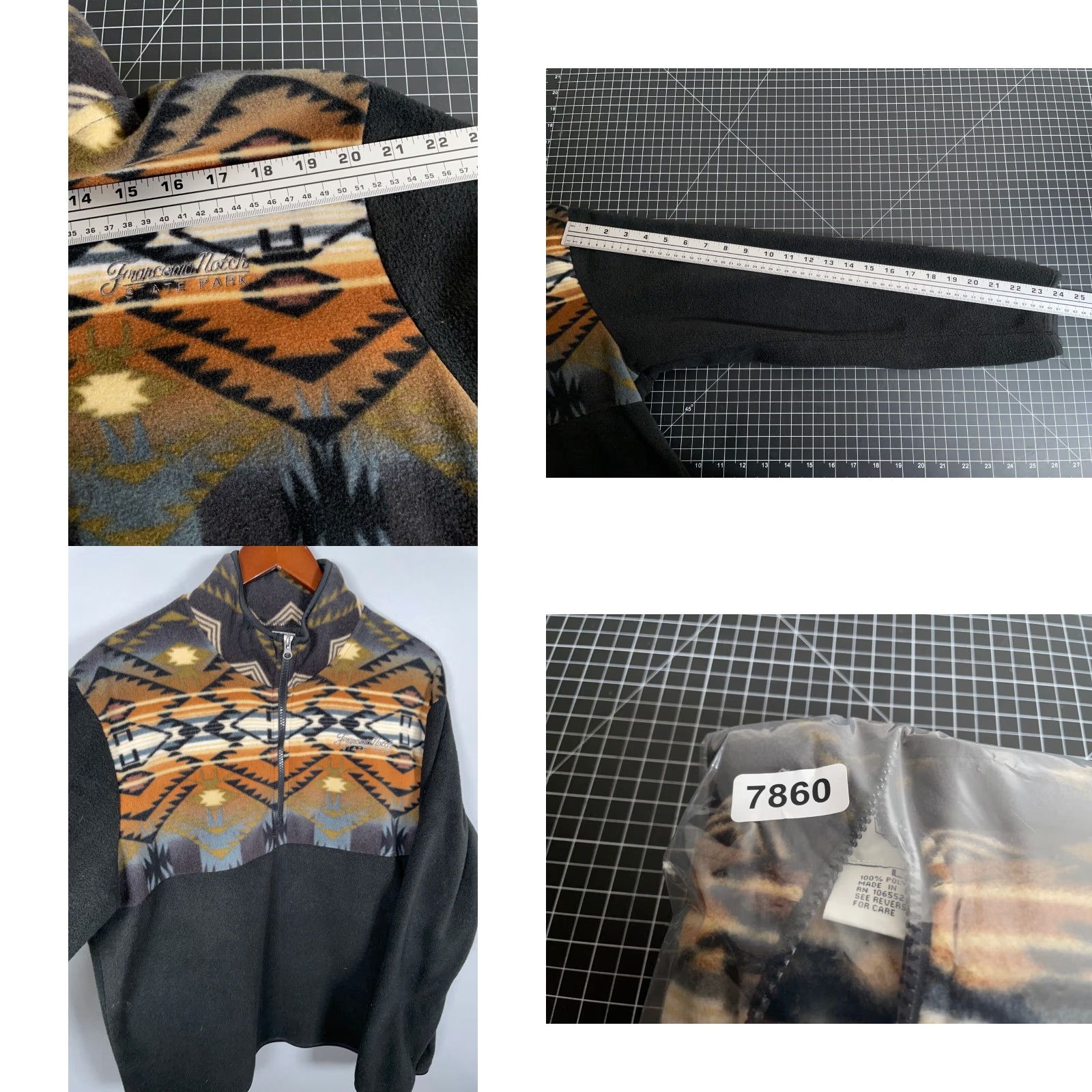 Vintage VINTAGE Franconia Notch State Park 1/2 Zip Fleece Pullover Jacket Black Southwestern Geometric Lightweight Regular Mens Large Size US L / EU 52-54 / 3 - 8 Thumbnail
