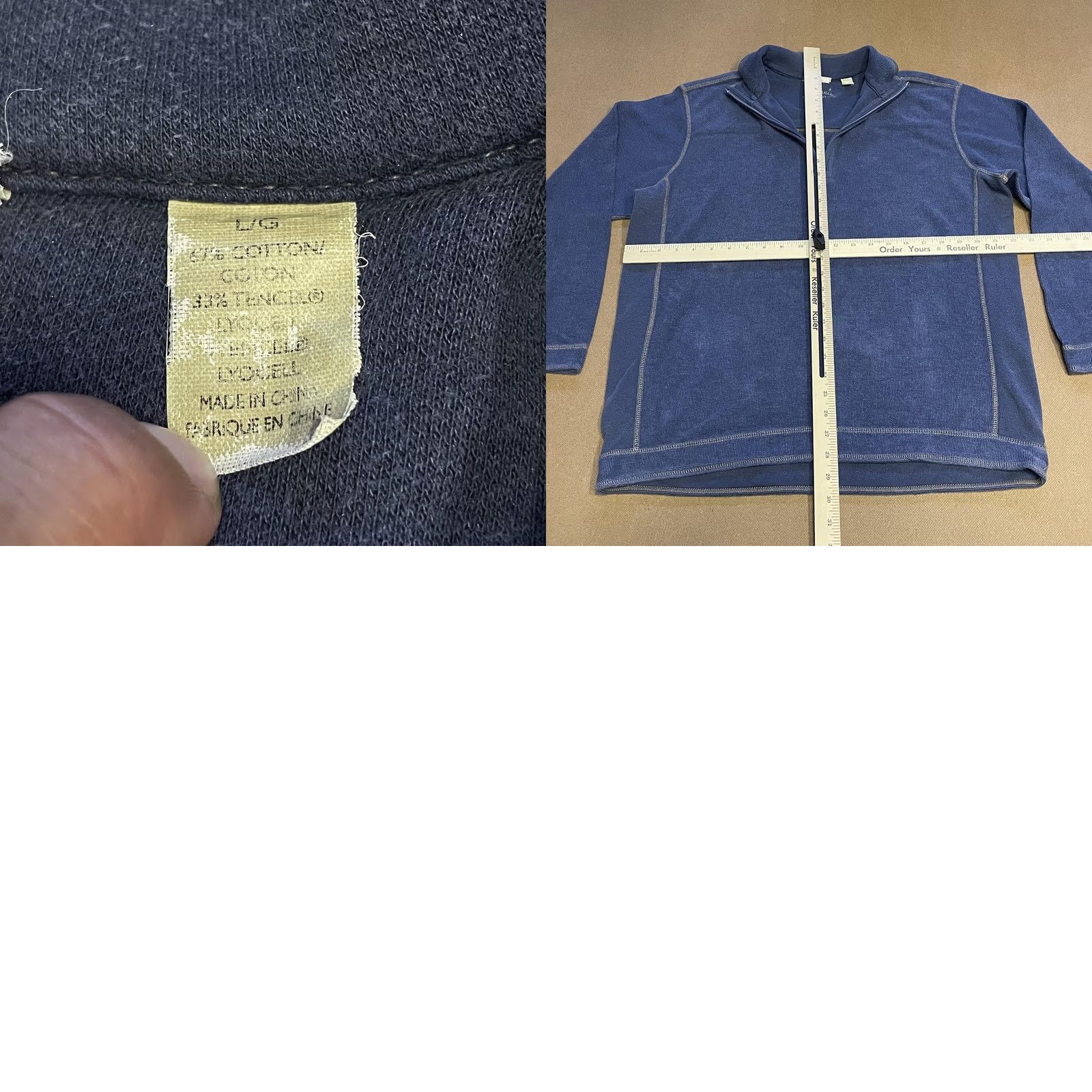 Tommy Bahama Tommy Bahama Mens Large Blue Half Zip Pullover Sweater Waffle Knit Casual Jeans Size US L / EU 52-54 / 3 - 8 Thumbnail