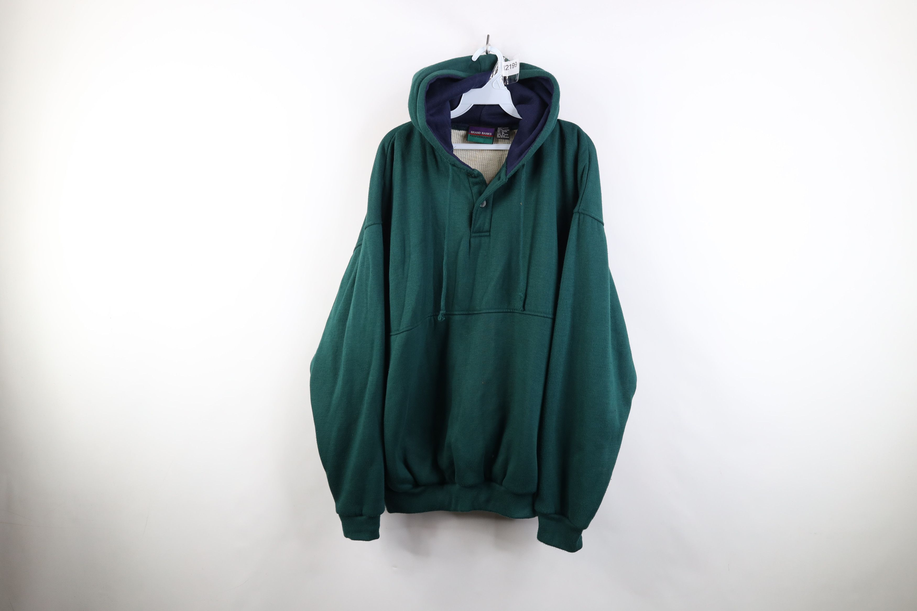 Vintage Vintage 90s Streetwear Waffle Knit Lined Hoodie Sweatshirt Size US XL / EU 56 / 4 - 1 Thumbnail