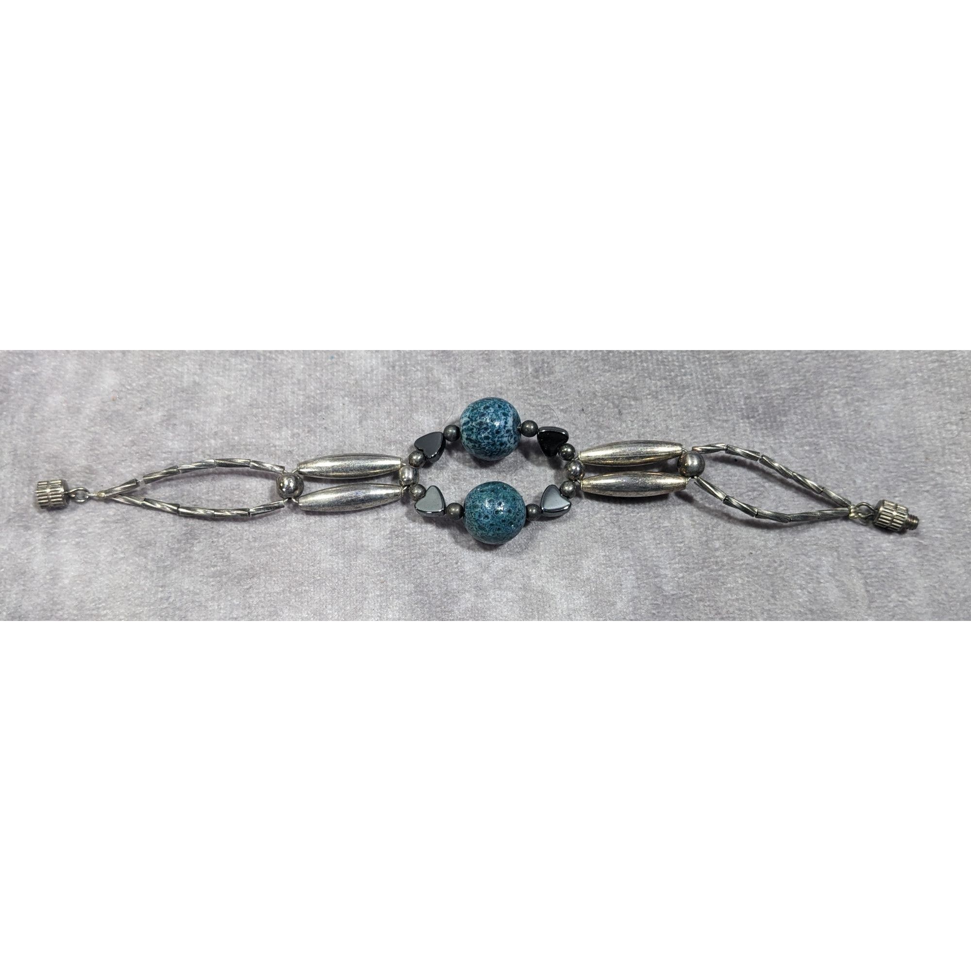 Other Casual Retro Blue And Silver Tone Beaded Bracelet With Hemat Size ONE SIZE - 4 Thumbnail