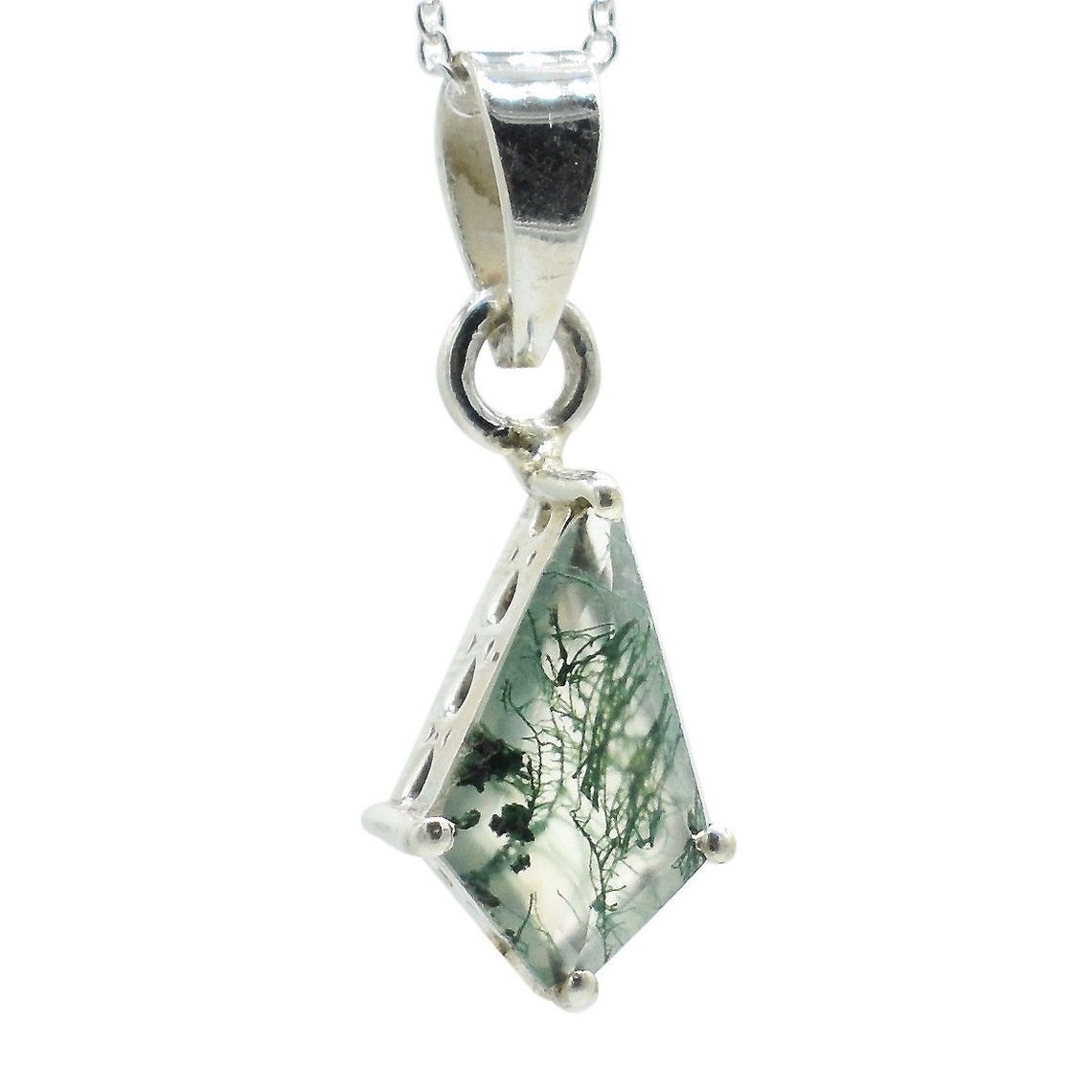 Handmade Kite Moss Agate Pendant: 925 Sterling Silver Necklace Size ONE SIZE - 5 Thumbnail