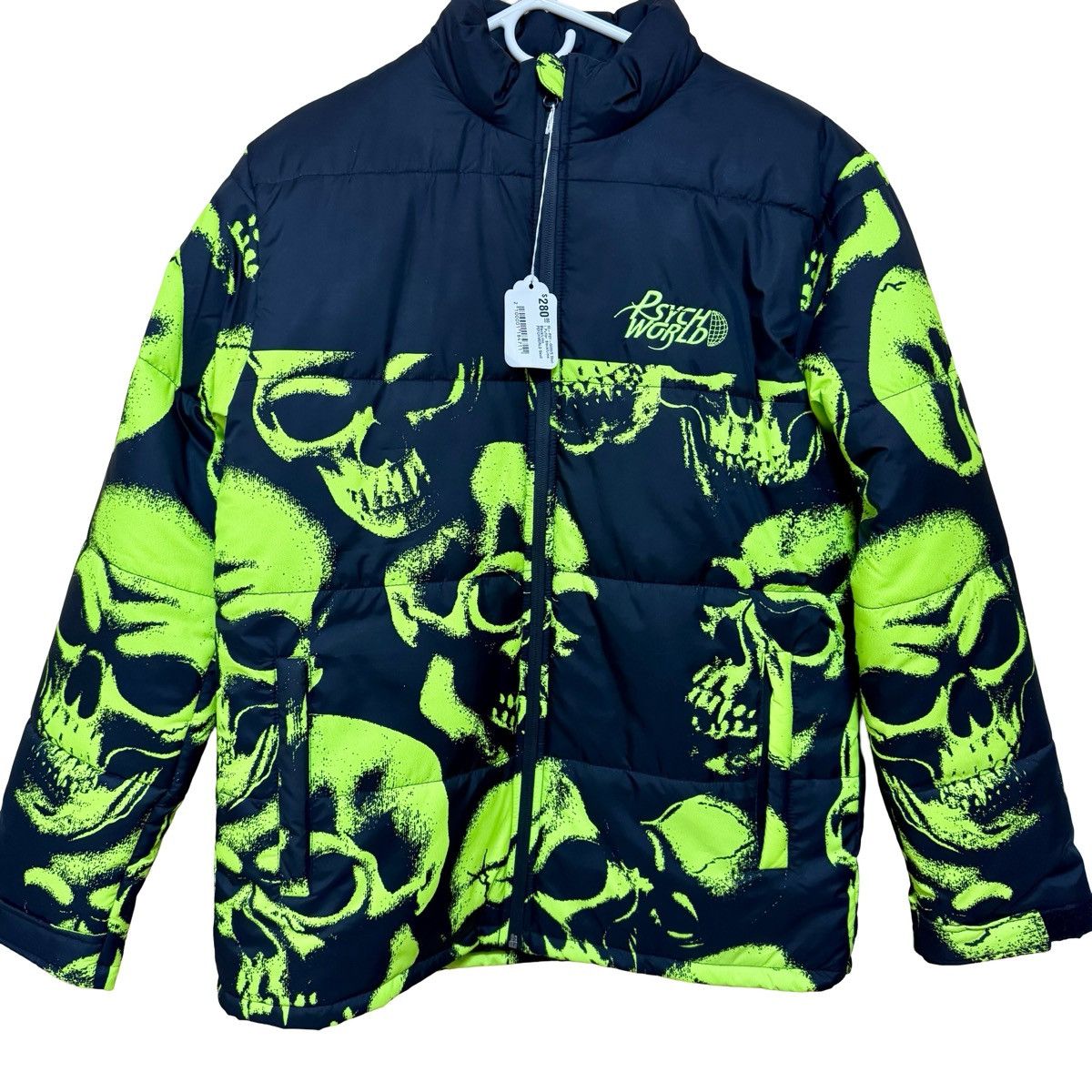 Psychworld PsychWorld Neon Skulls Black Puffer Jacket Size Small BNWT Size US S / EU 44-46 / 1 - 1 Thumbnail